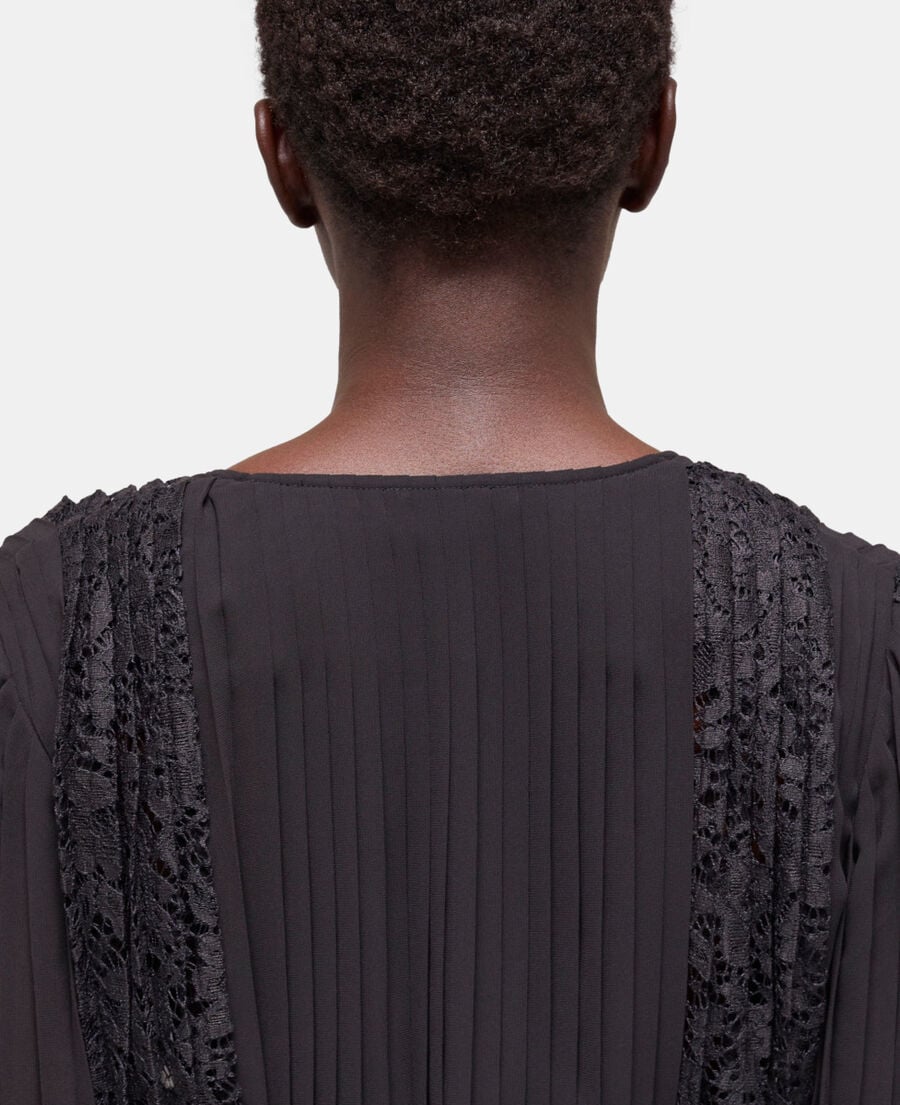 The Kooples DAMEN BLACK schwarzes kurzes spitzenkleid