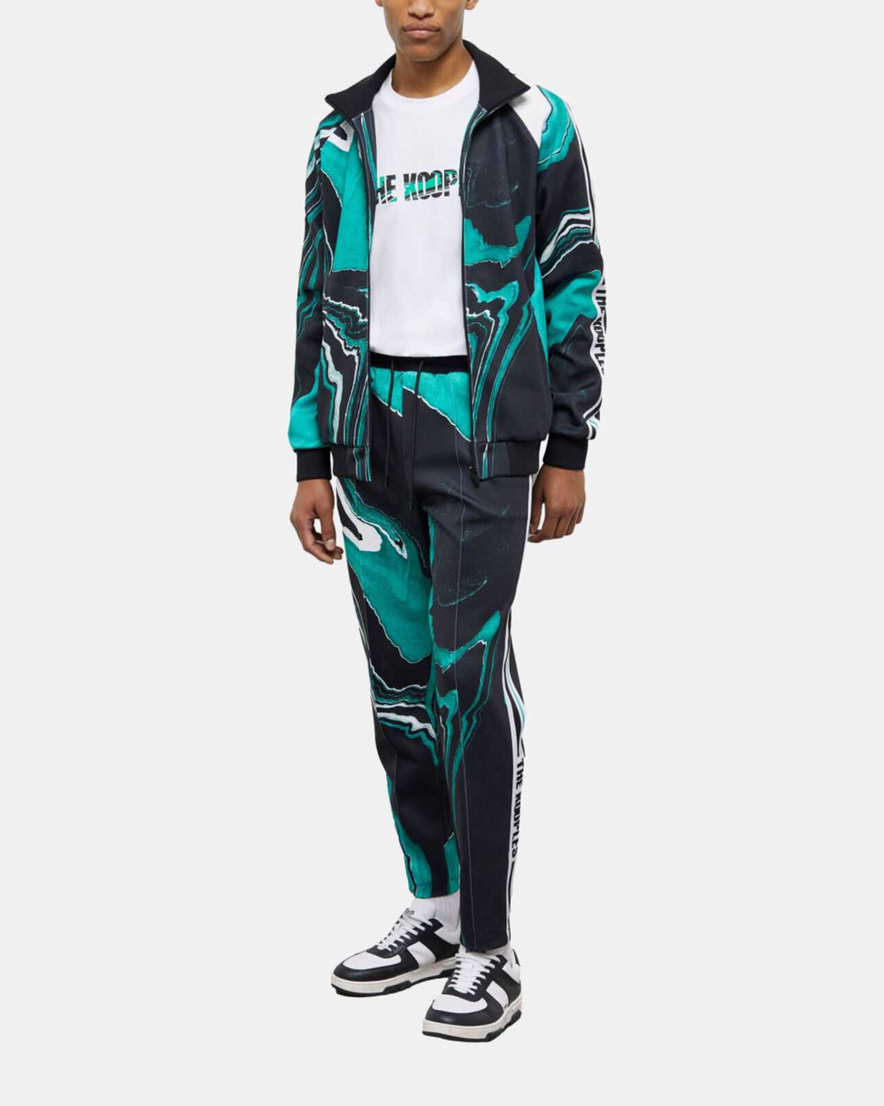 The Kooples HOMME BLACK / GREEN veste de survêtement imprimée
