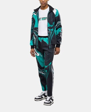 The Kooples MEN BLACK / GREEN printed tracksuit jacket