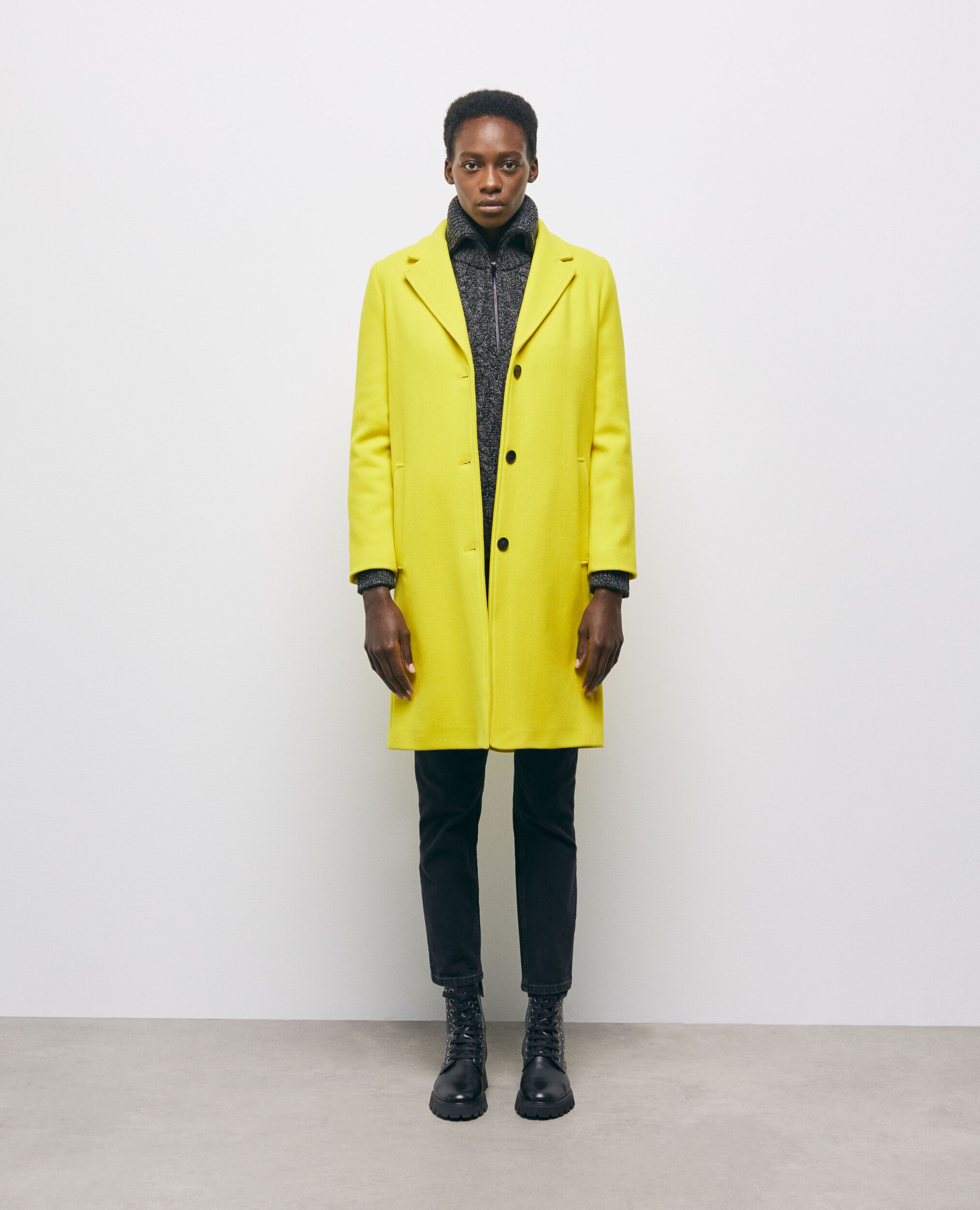 Yellow wool winter coats discount