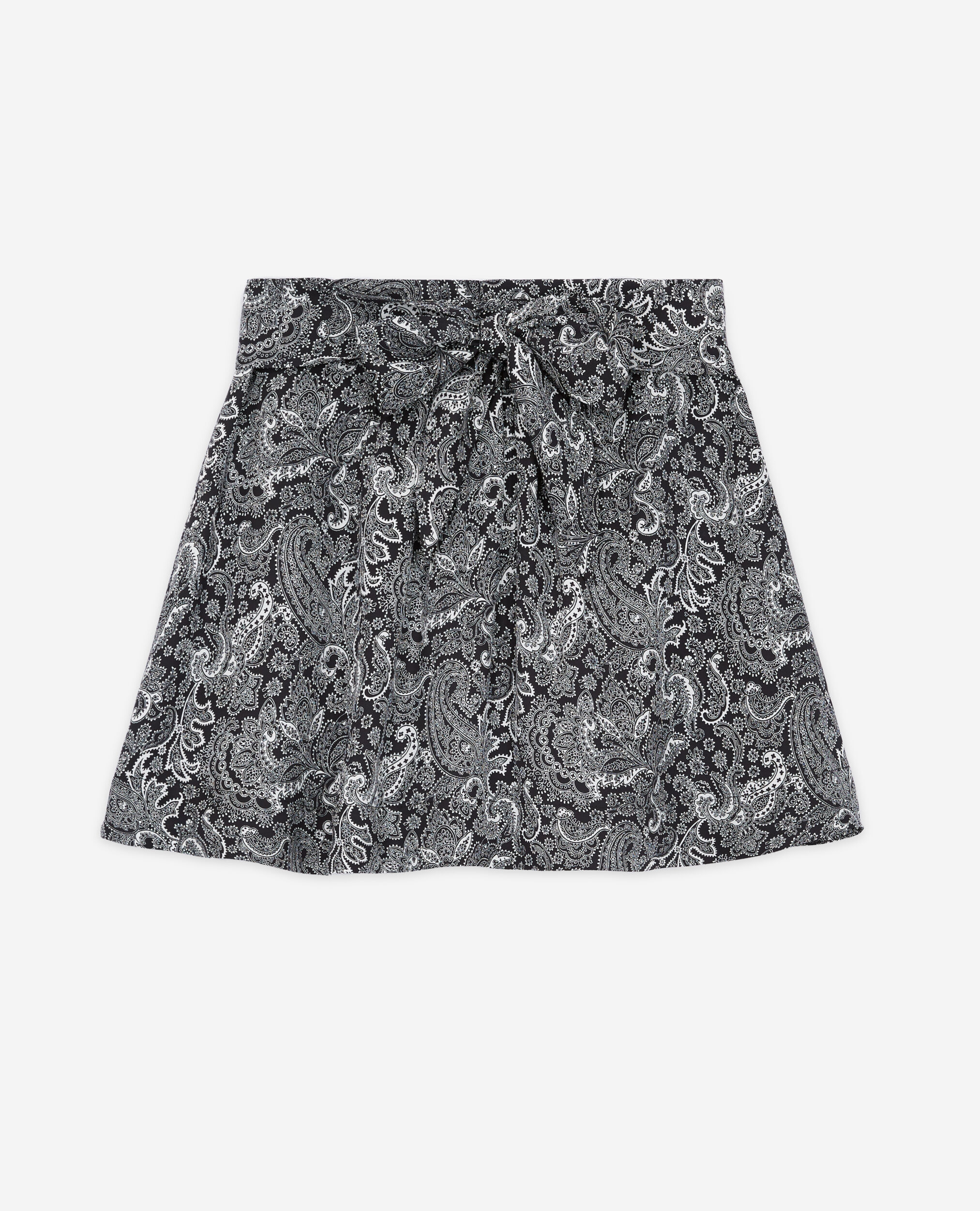 Short printed skirt, BLACK WHITE, hi-res image number null