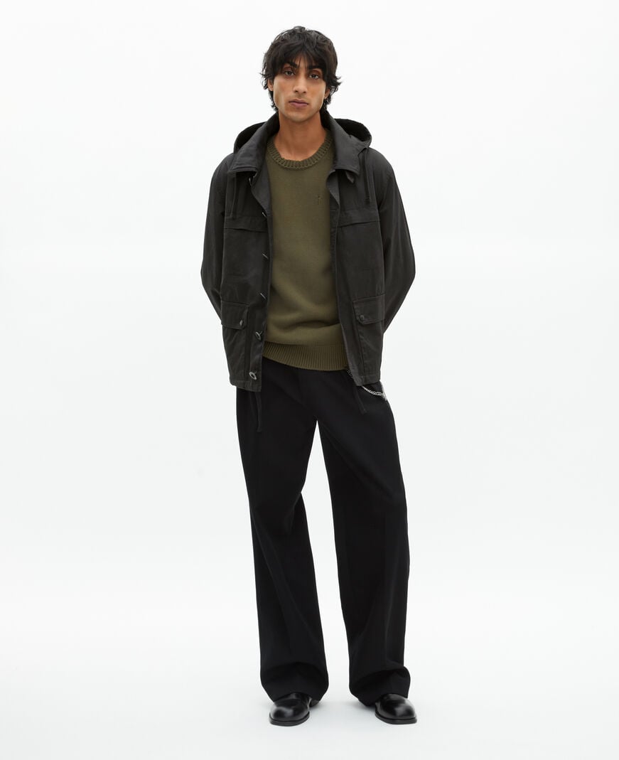The Kooples HOMME BLACK parka courte à capuche noire