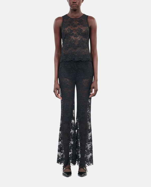 The Kooples FEMME BLACK top sans manches en dentelle noir
