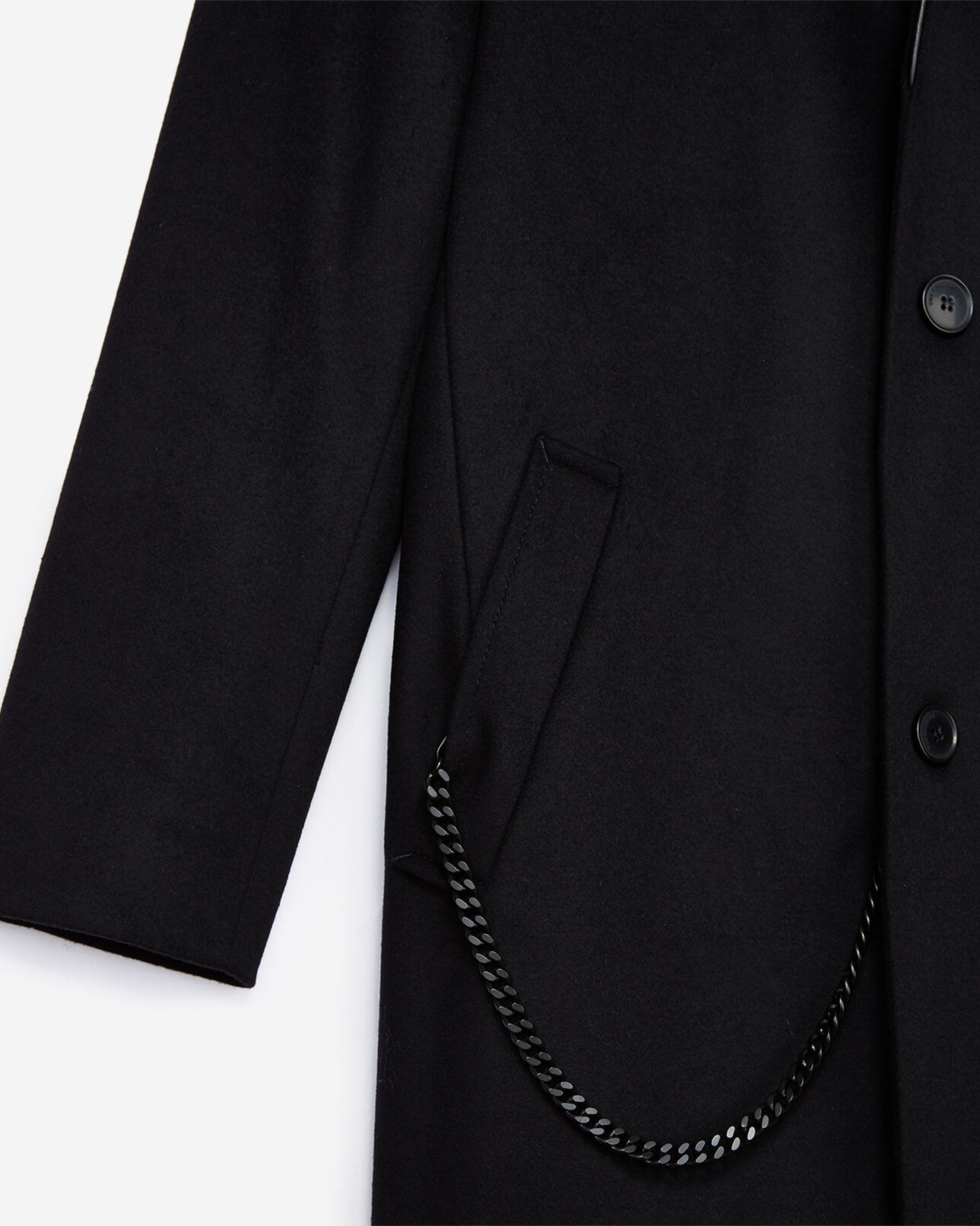 The Kooples HOMME BLACK manteau noir col kimono