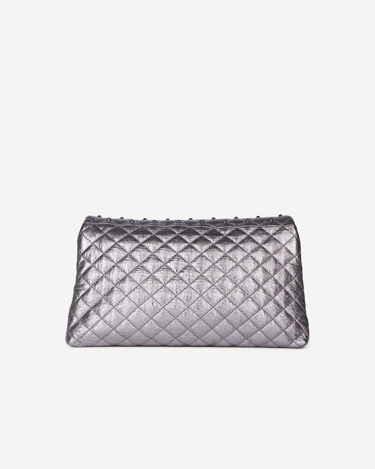 The Kooples WOMEN GUN METAL medium heritage clutch in gunmetal leather