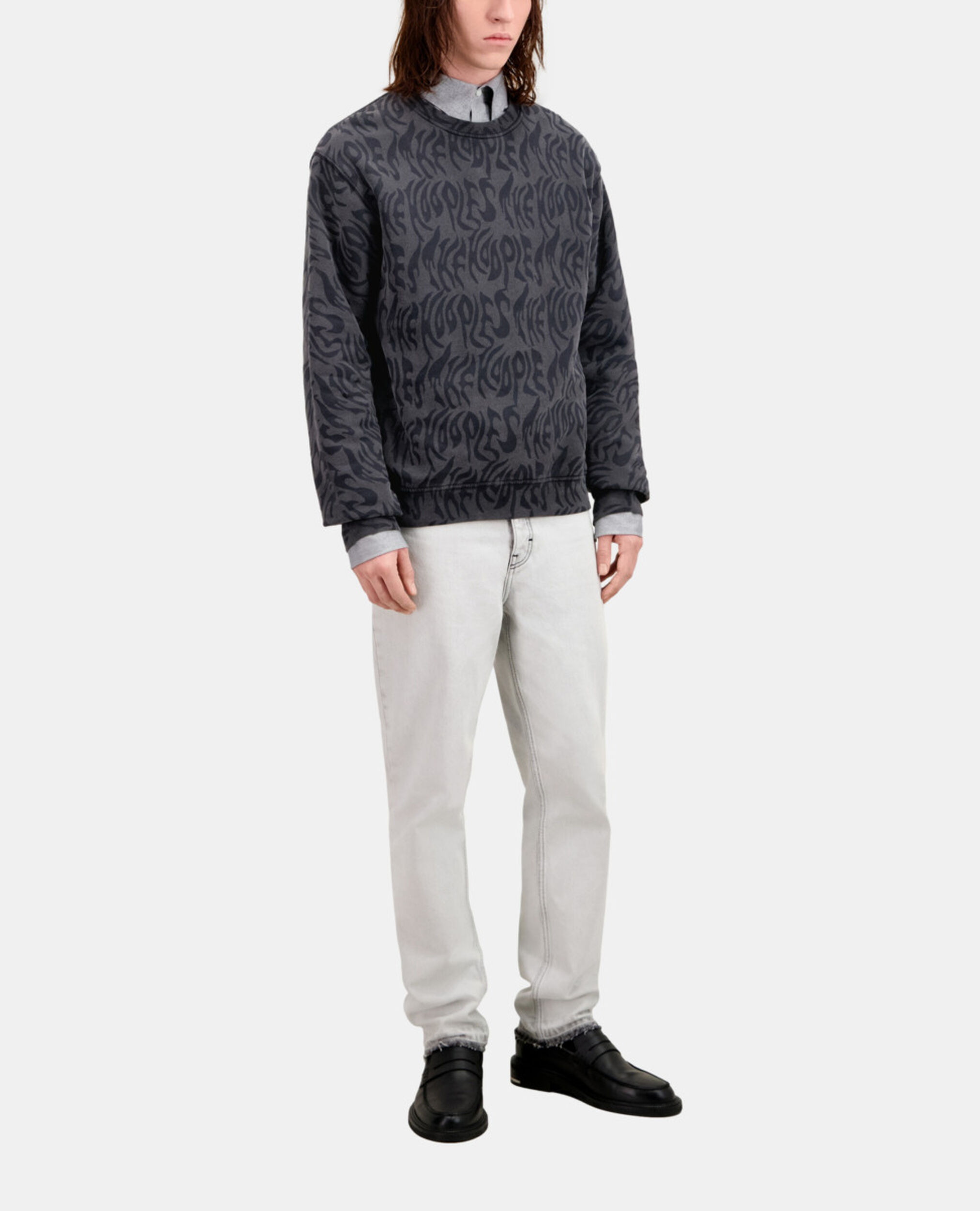 Men's Printed sweatshirt, BLACK WASHED, hi-res image number null
