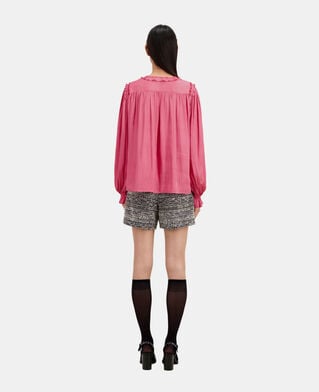 The Kooples MUJER PINK top rosa fruncidos