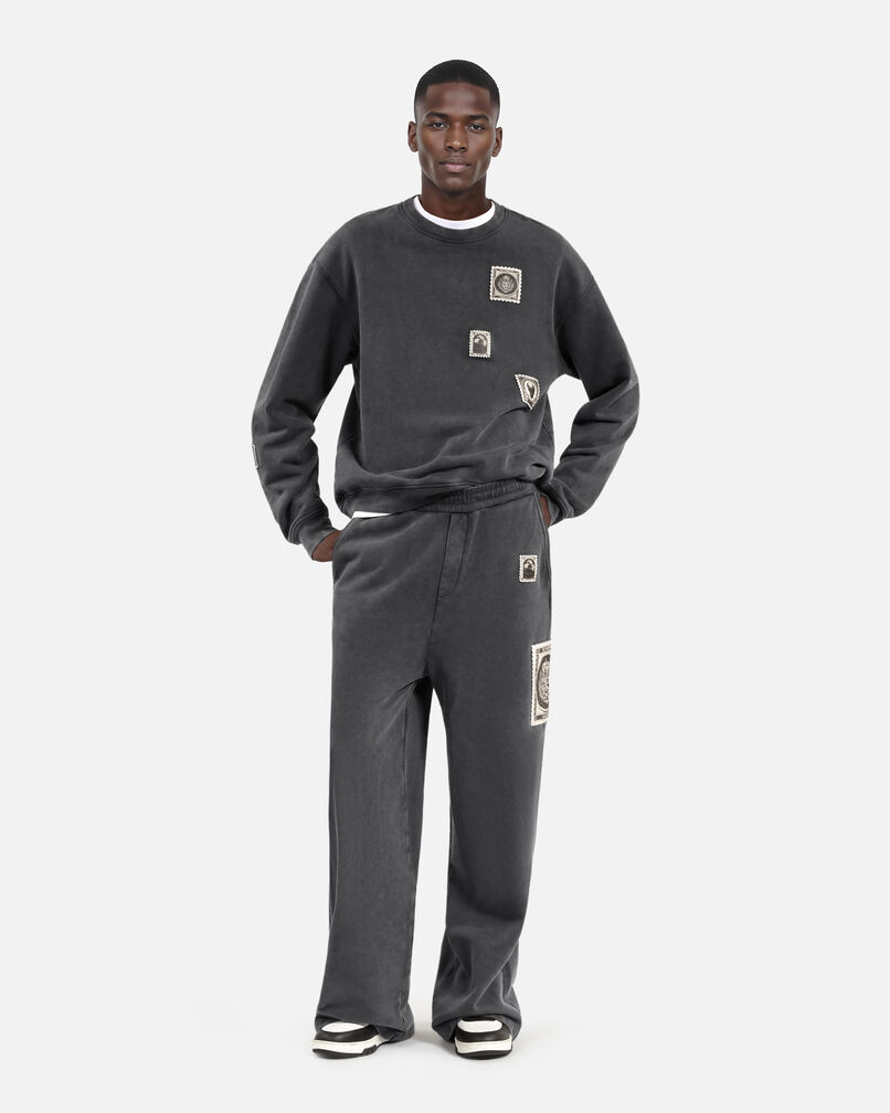The Kooples HOMME BLACK WASHED sweatshirt avec patchs noir