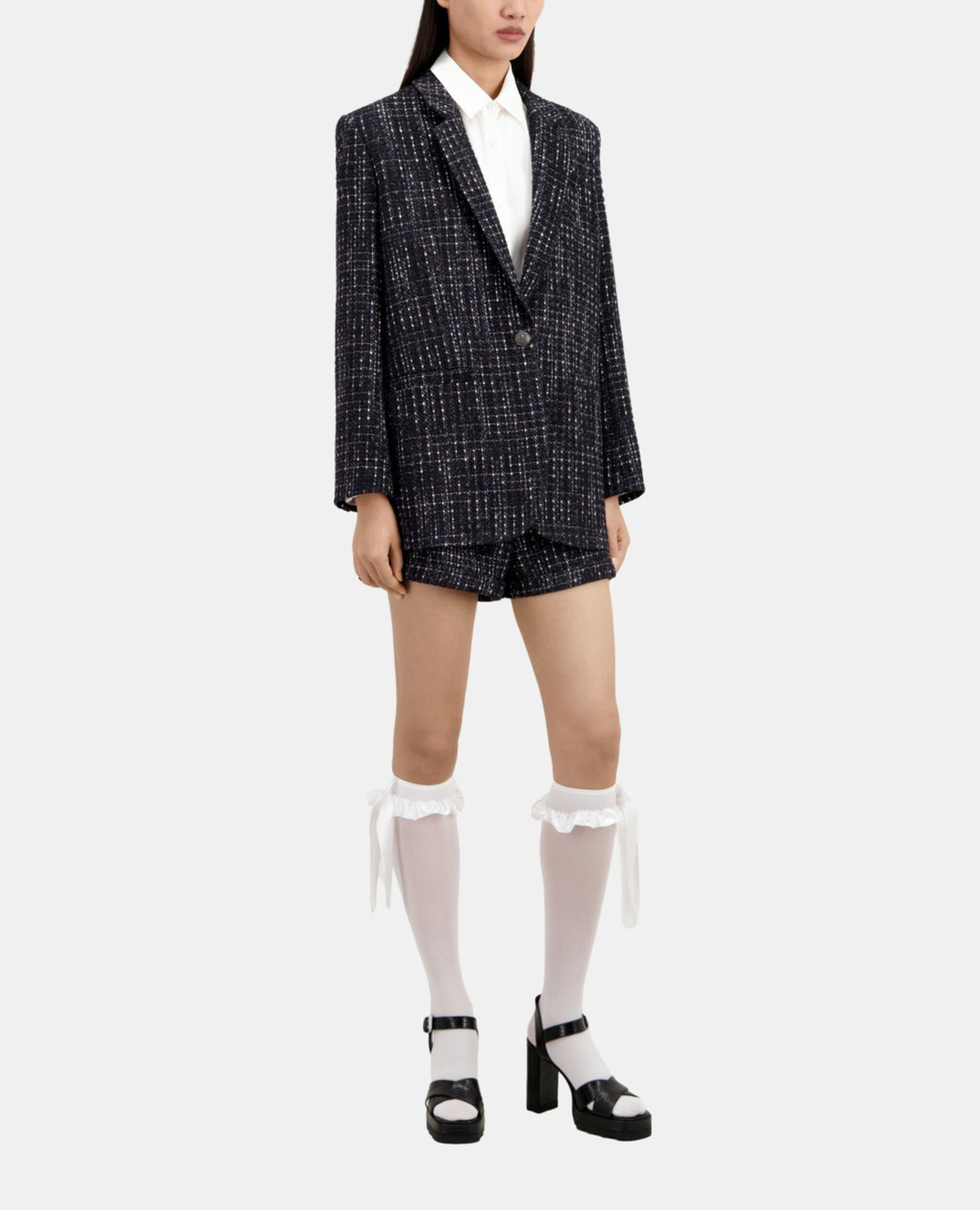Black and white tweed suit jacket, BLACK WHITE, hi-res image number null