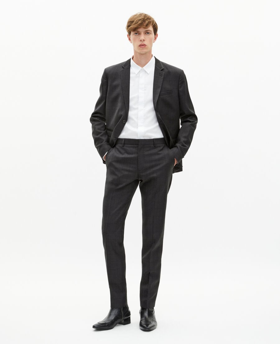 The Kooples HOMME BLACK pantalon de costume ajusté à carreaux noir