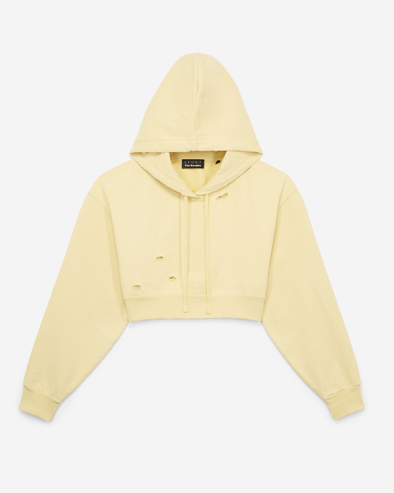 The Kooples FEMME YELLOW sweat cropped à détails de laçage sur les manches