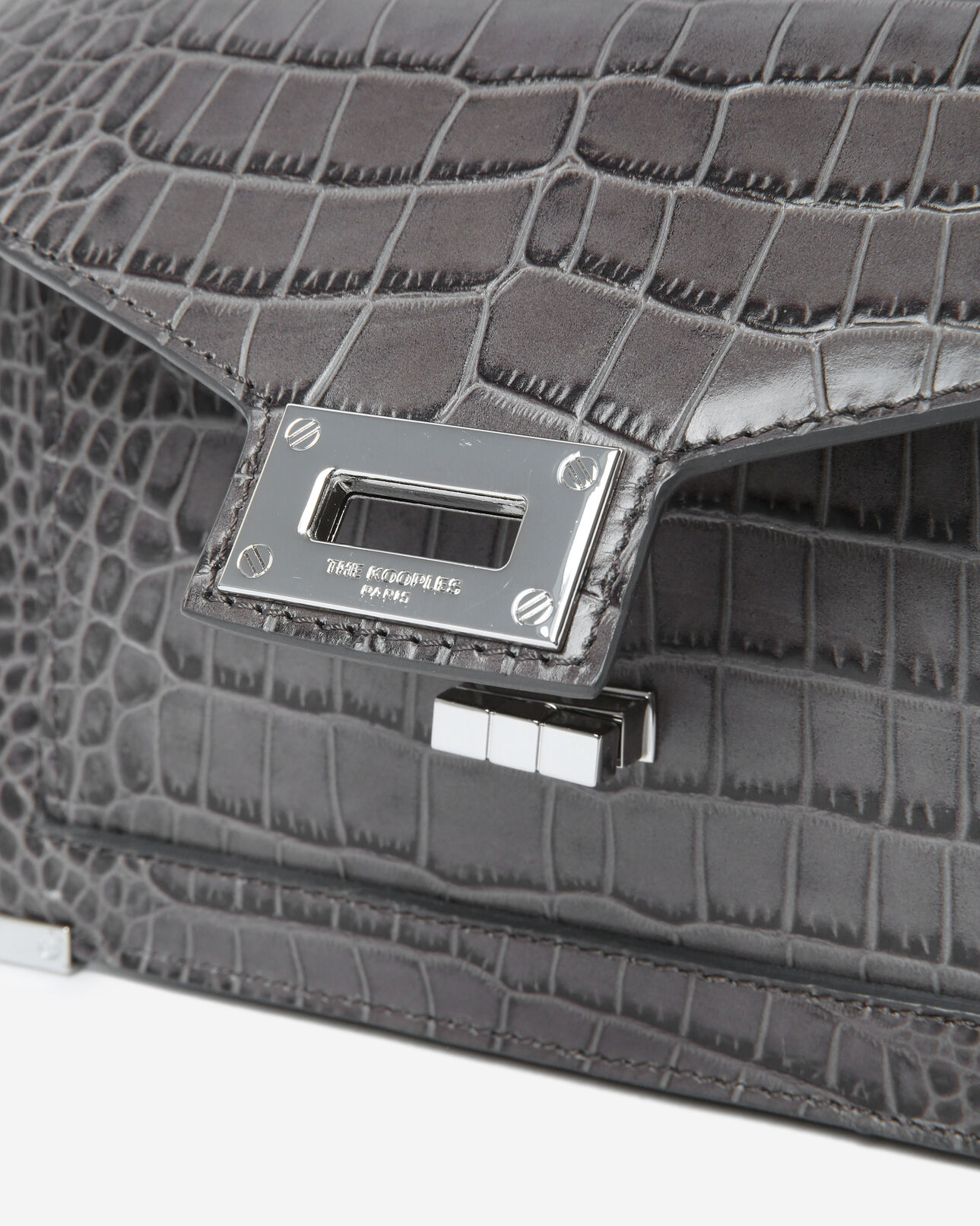 The Kooples DAMEN GREY mini-tasche emily aus leder in dunkelgrauer kroko-optik