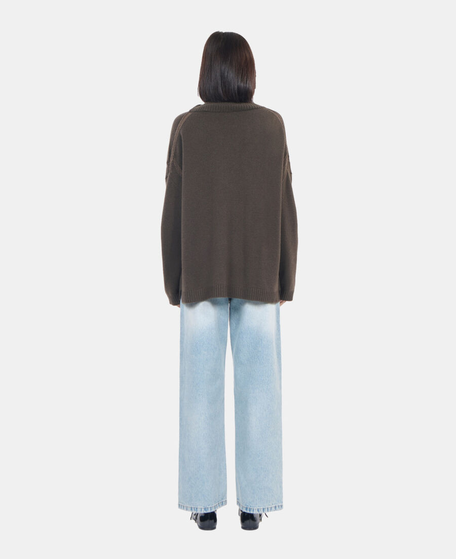 The Kooples DAMEN KAKI khakifarbener pullover aus kaschmir