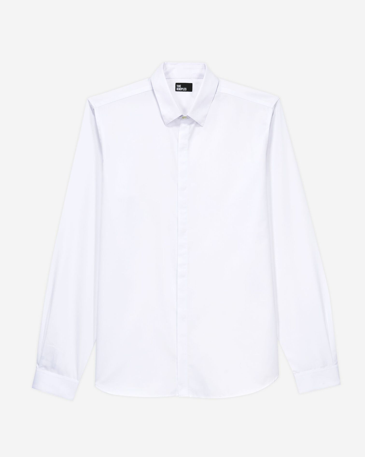 White cotton shirt with classic collar, WHITE, hi-res image number null