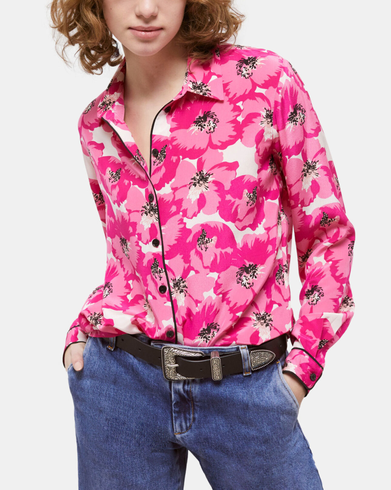 The Kooples MUJER PINK camisa estampada seda