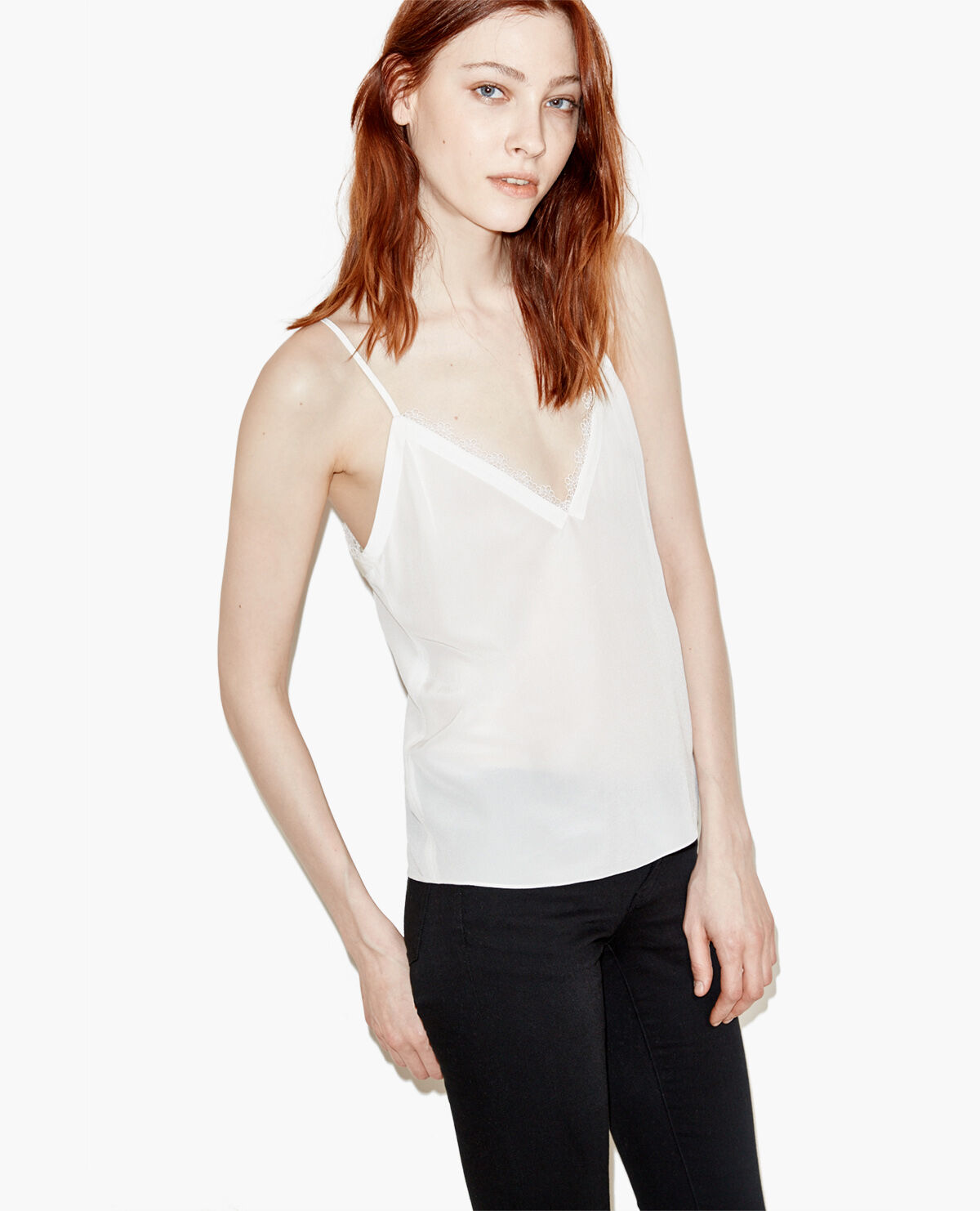 White camisole with lace detail