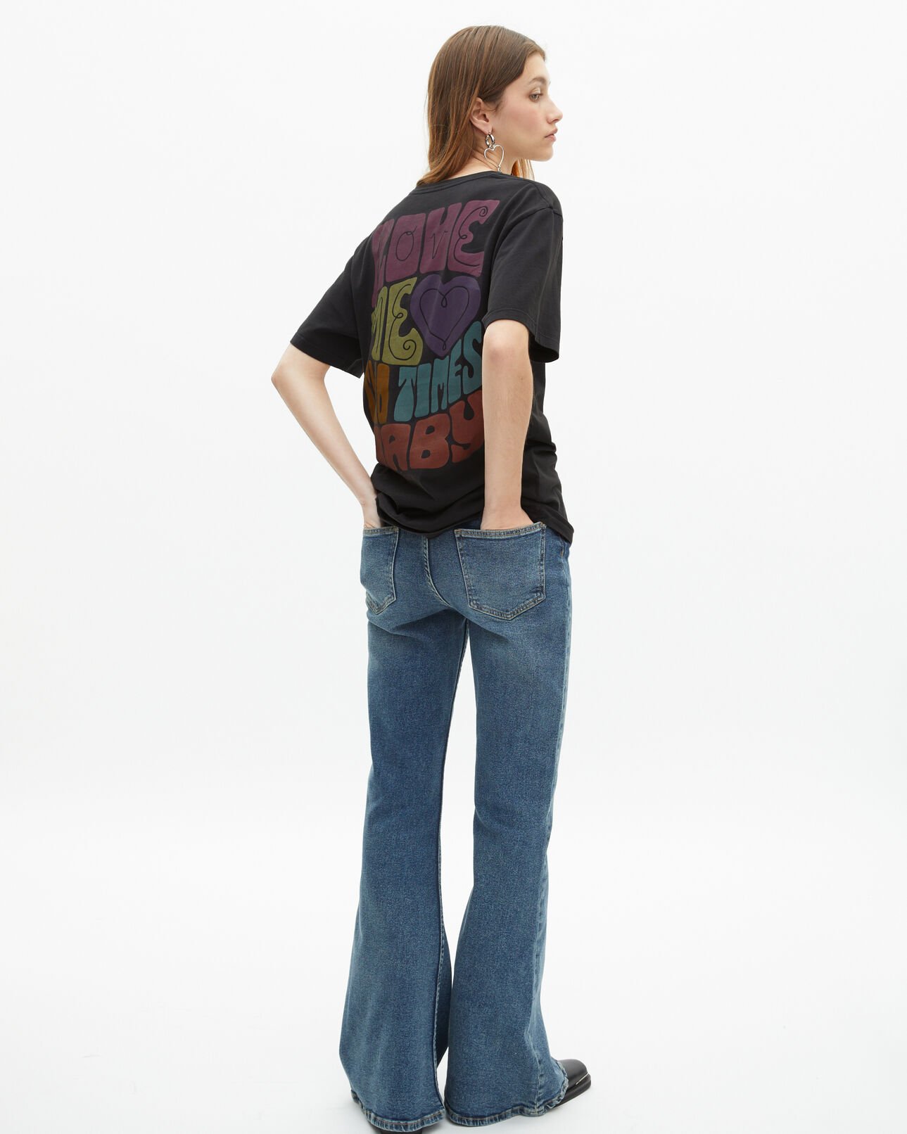 The Kooples UNISEX BLACK WASHED the doors x the kooples – unisex-t-shirt in verblichenem schwarz