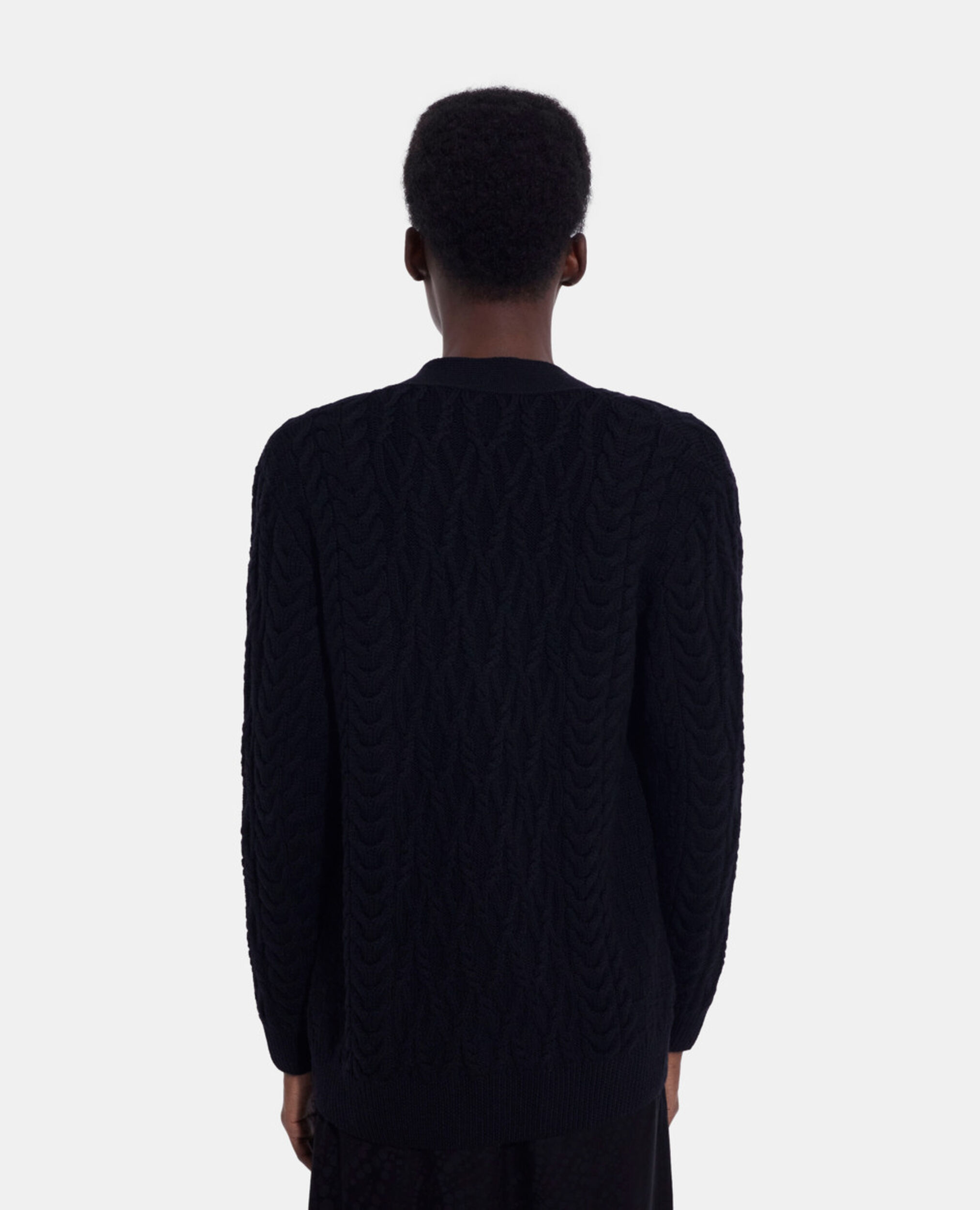 Black wool cardigan, BLACK, hi-res image number null