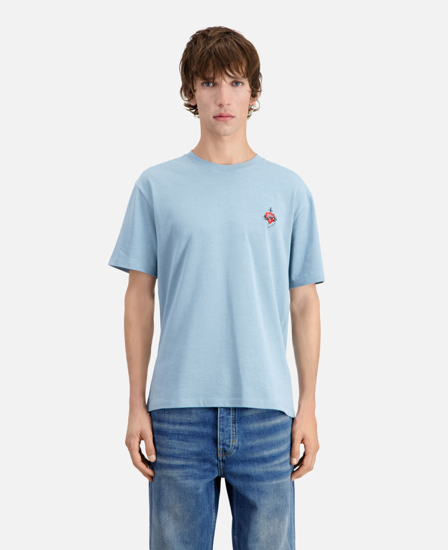 blaues t-shirt mit stickerei