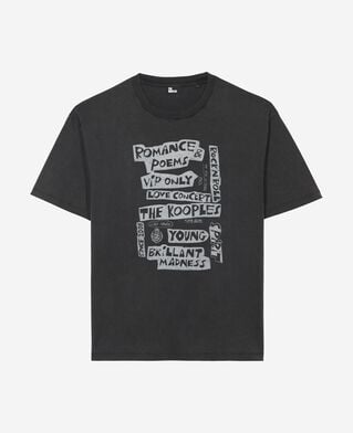 The Kooples HOMME BLACK WASHED t-shirt avec s&eacute;rigraphie romance poems noir