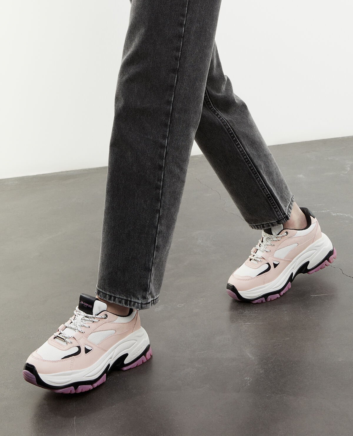Light pink platform sneakers with tweed The Kooples