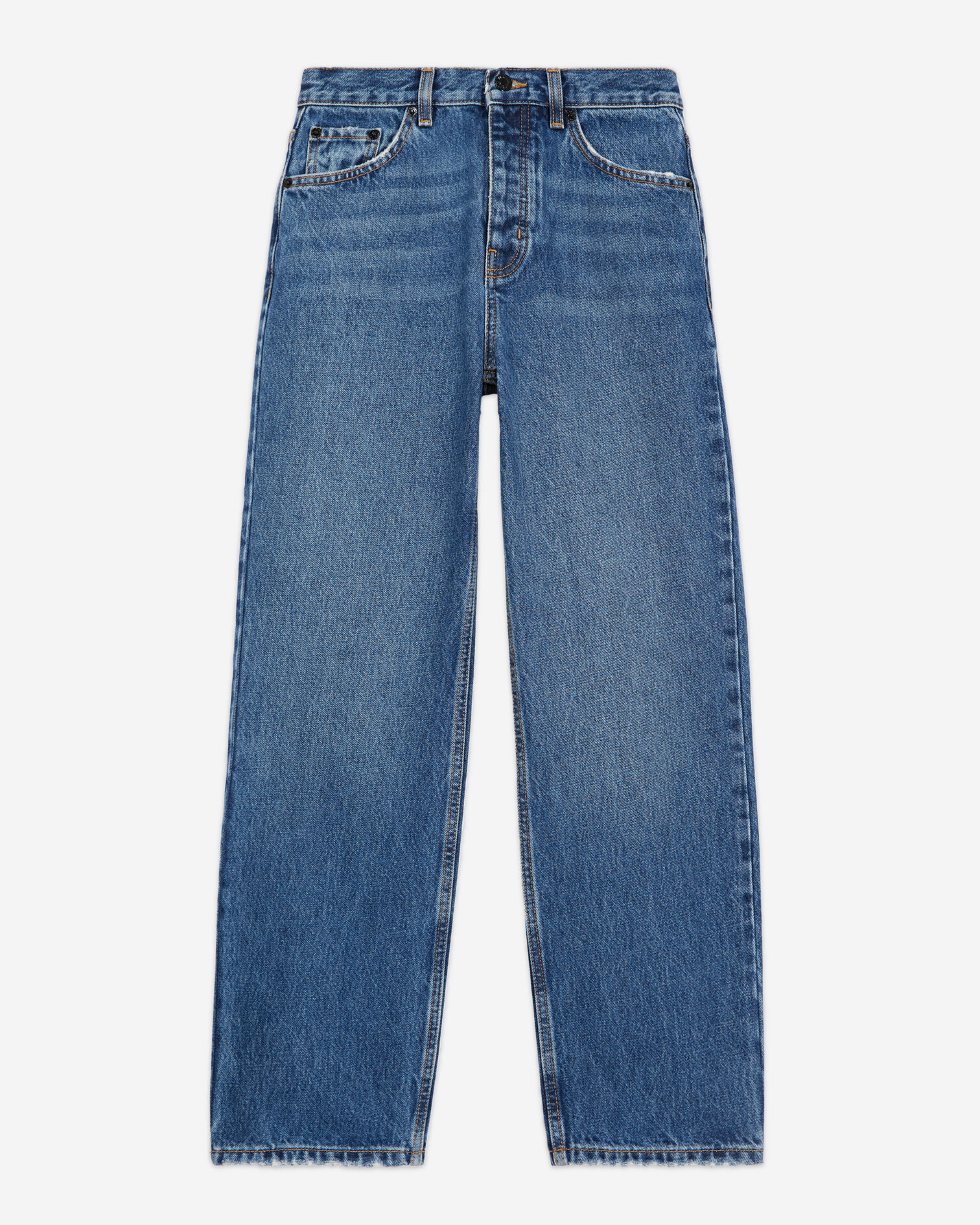 Blue straight-cut jeans, BLUE DENIM, hi-res image number null