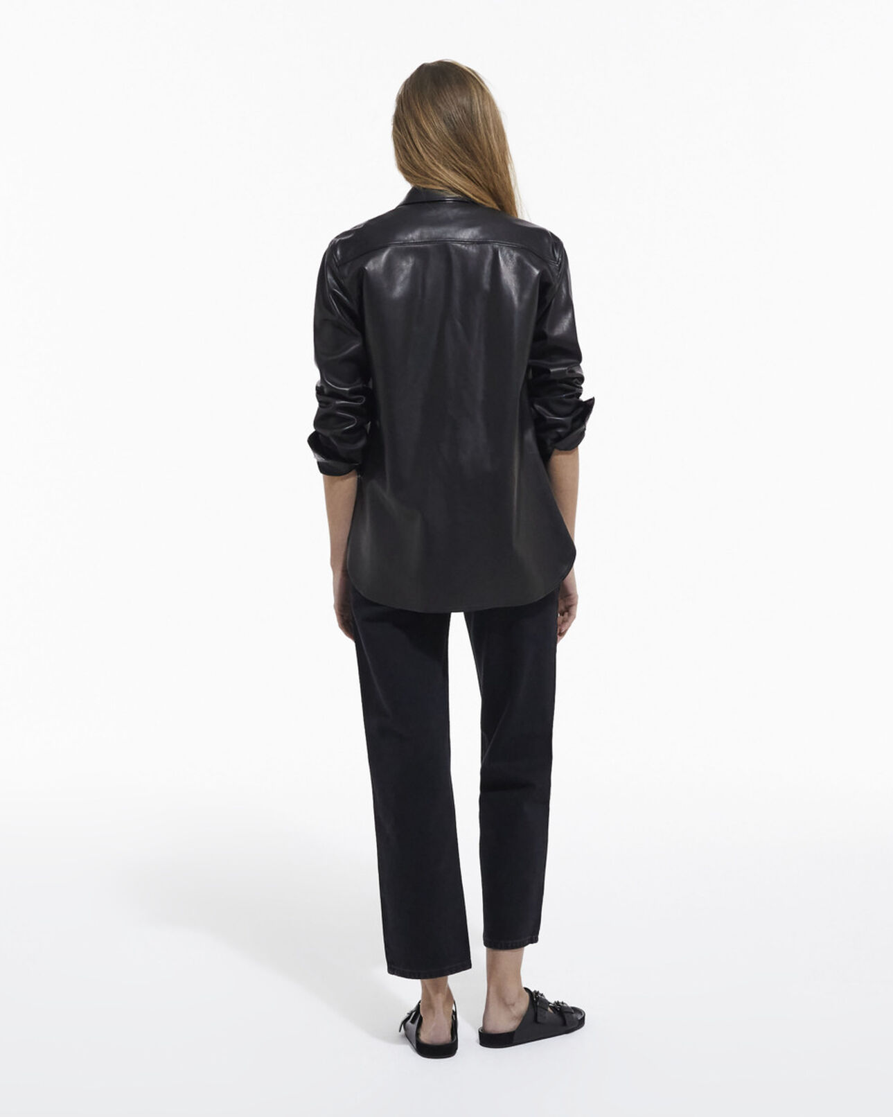 The Kooples FEMME BLACK chemise en cuir noire