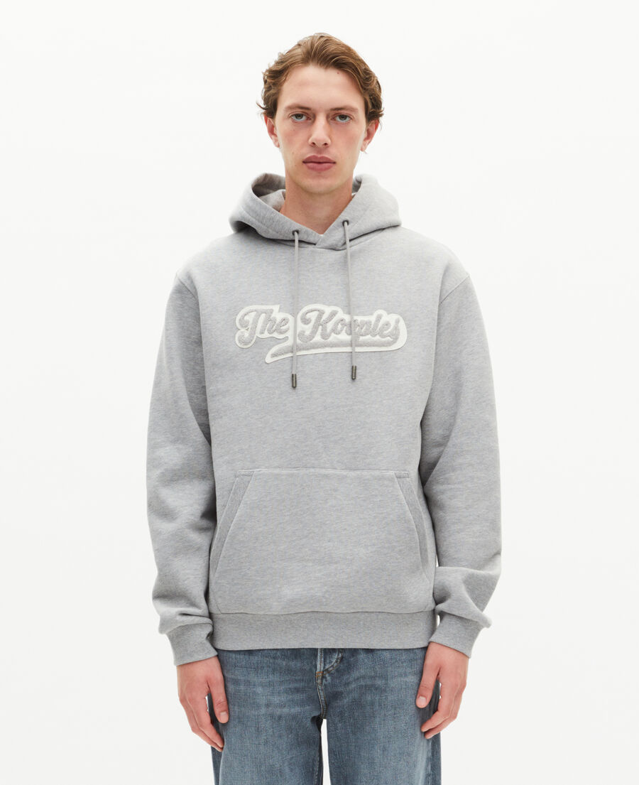 The Kooples MEN GREY MELANGE hooded sweatshirt with grey patch