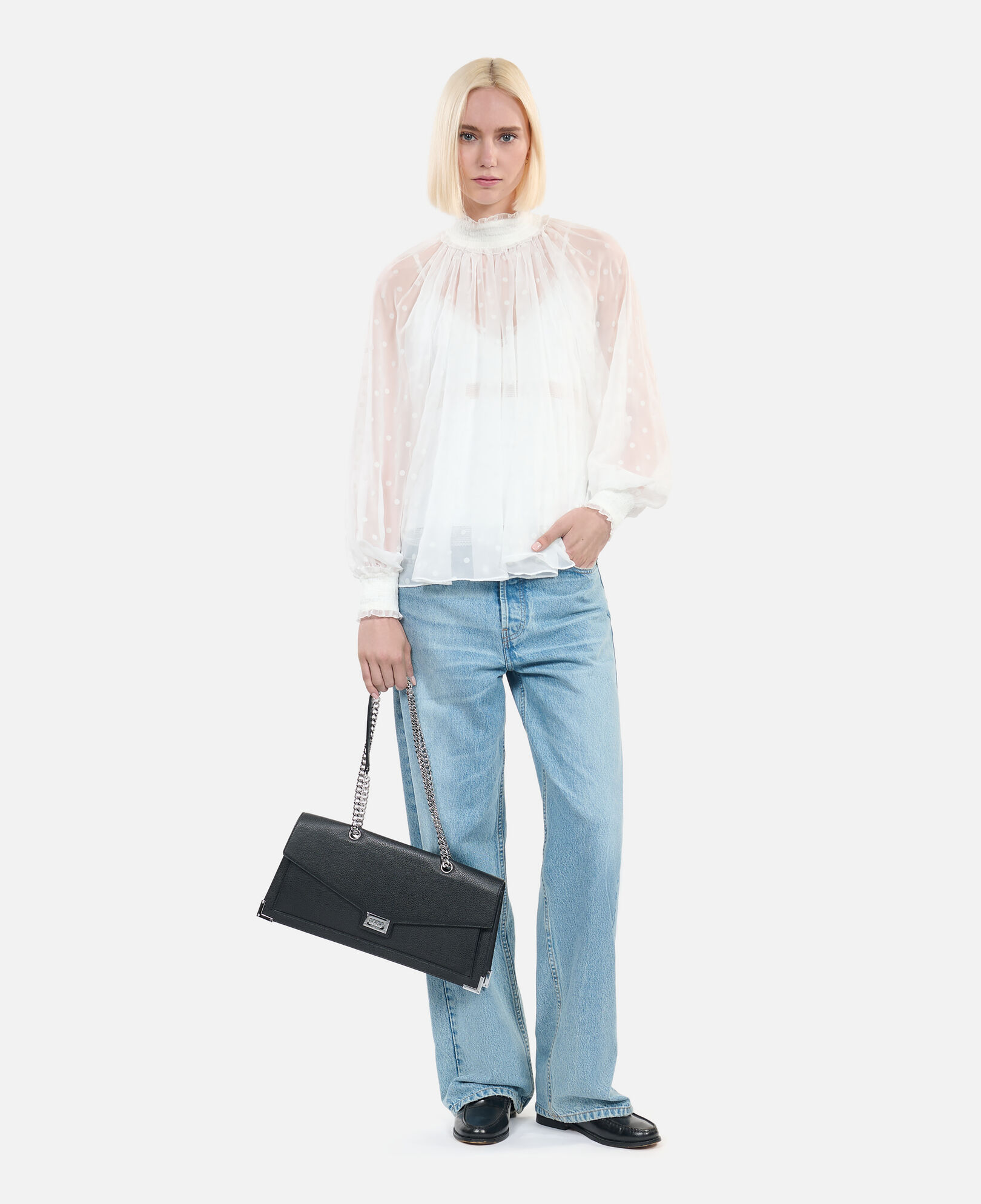 The Kooples MUJER ECRU top fruncidos blanco crudo