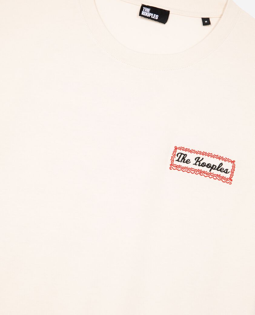 The Kooples MEN LIGHT BEIGE t-shirt with beige via prony screen print