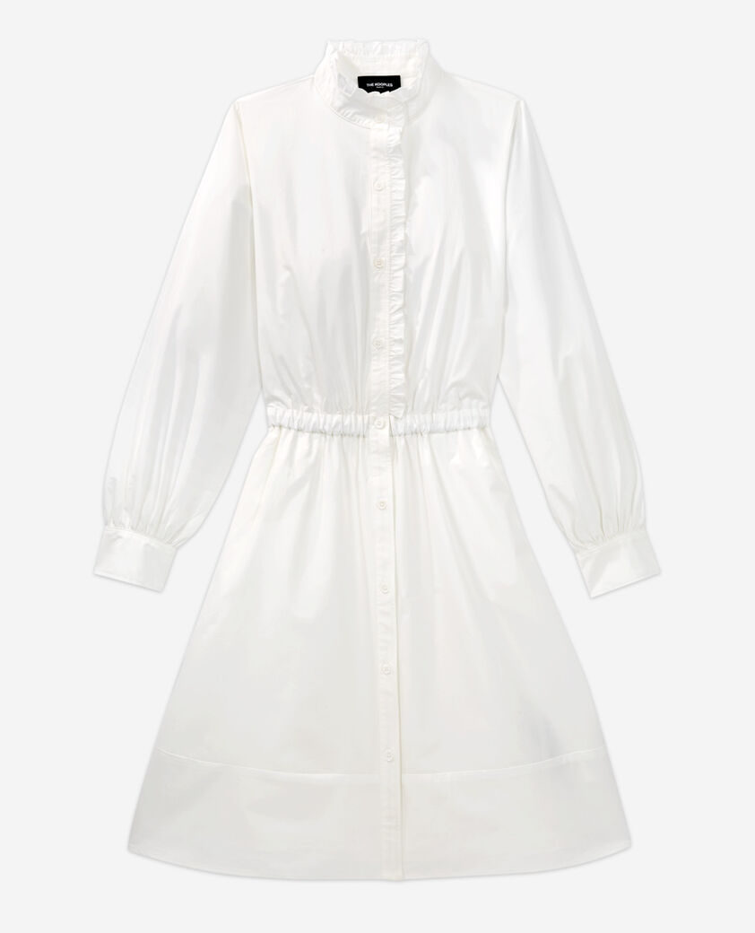 The Kooples WOMEN WHITE white cotton dress with buttoned high neck