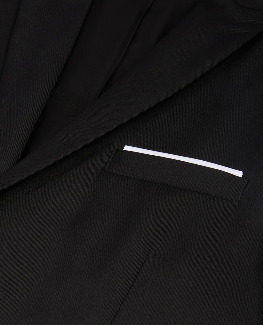 The Kooples HERREN BLACK schwarzes wollsakko mit einstecktuch 