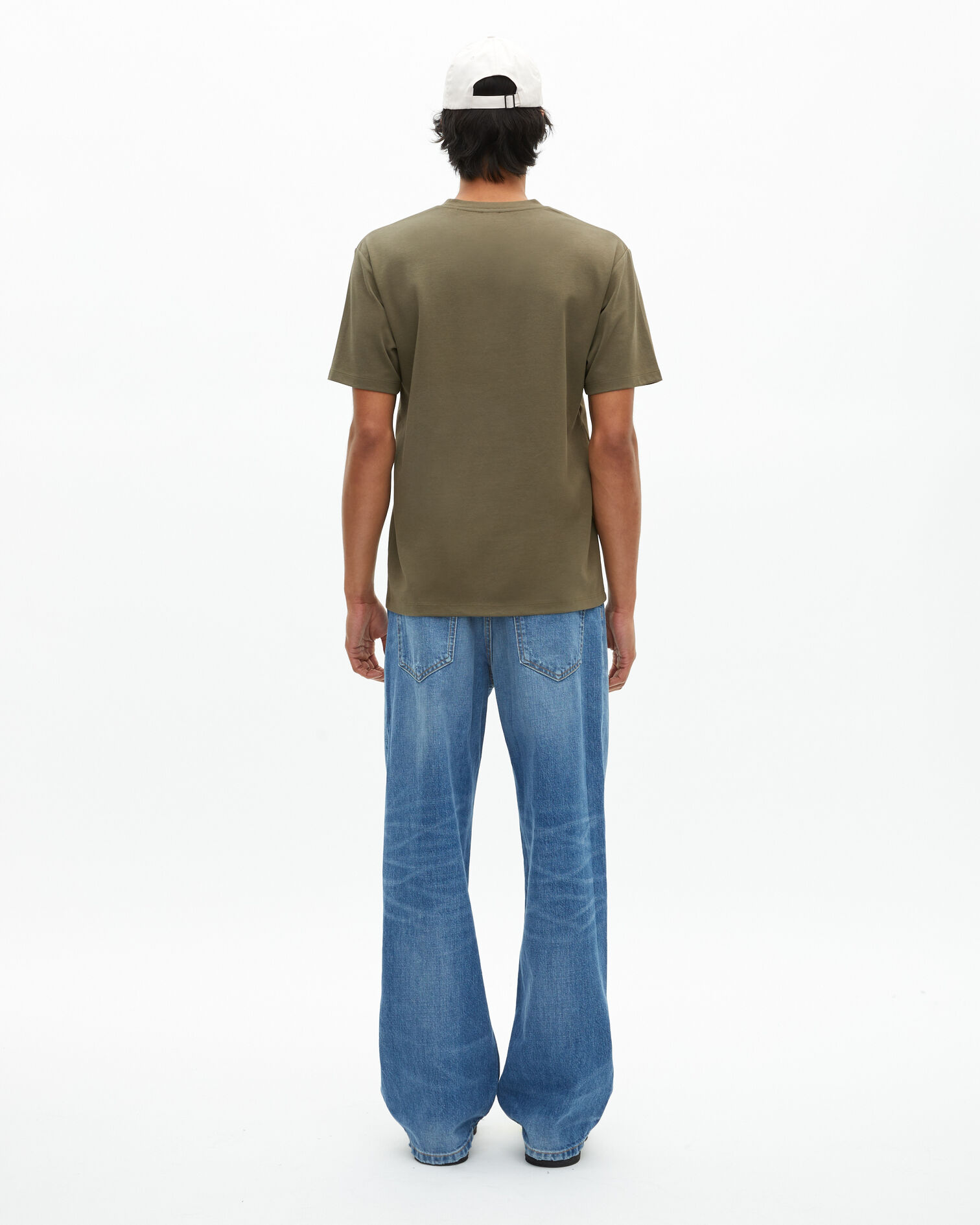 Unifarbenes, gerades T-Shirt in Khaki, KAKI, hi-res image number null