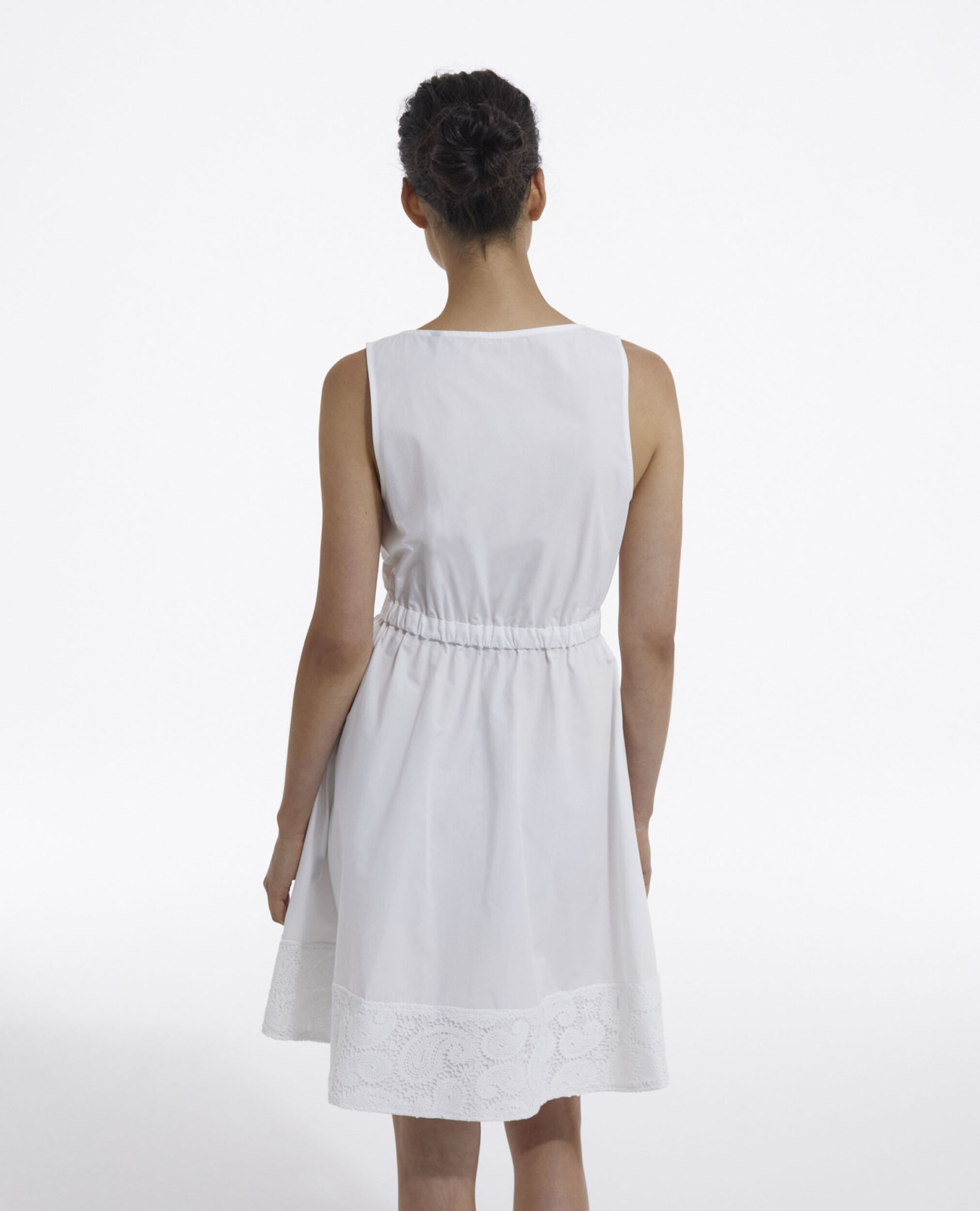 Short sleeveless white dress with pockets, WHITE, hi-res image number null