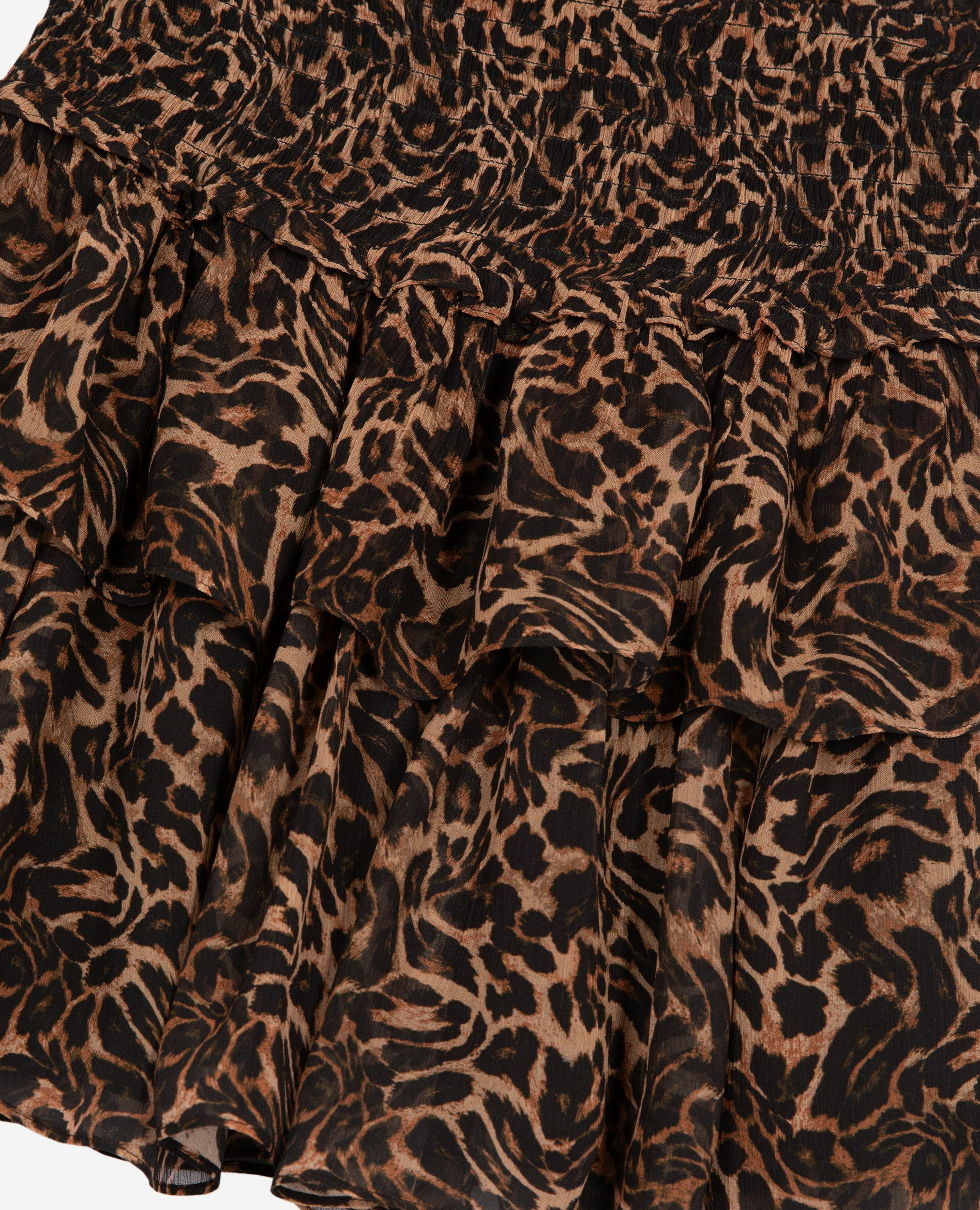 Jupe courte à volants imprimé léopard, LEOPARD, hi-res image number null