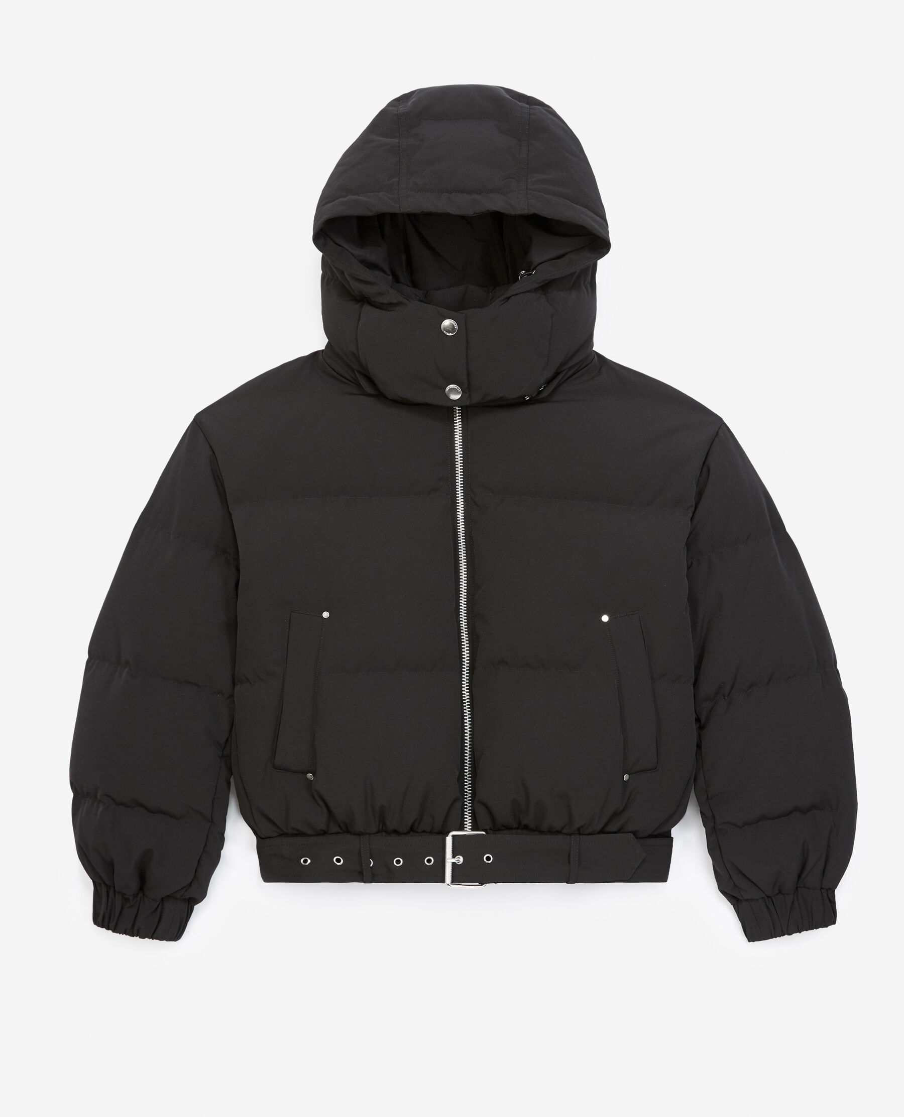 Black down jacket online with hood