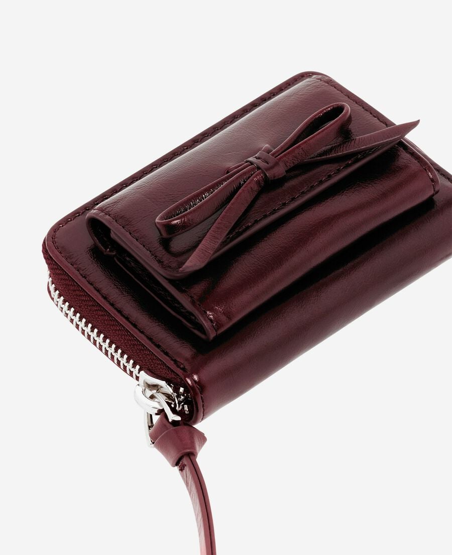The Kooples WOMEN BORDEAUX amelia wallet in burgundy cracked leather