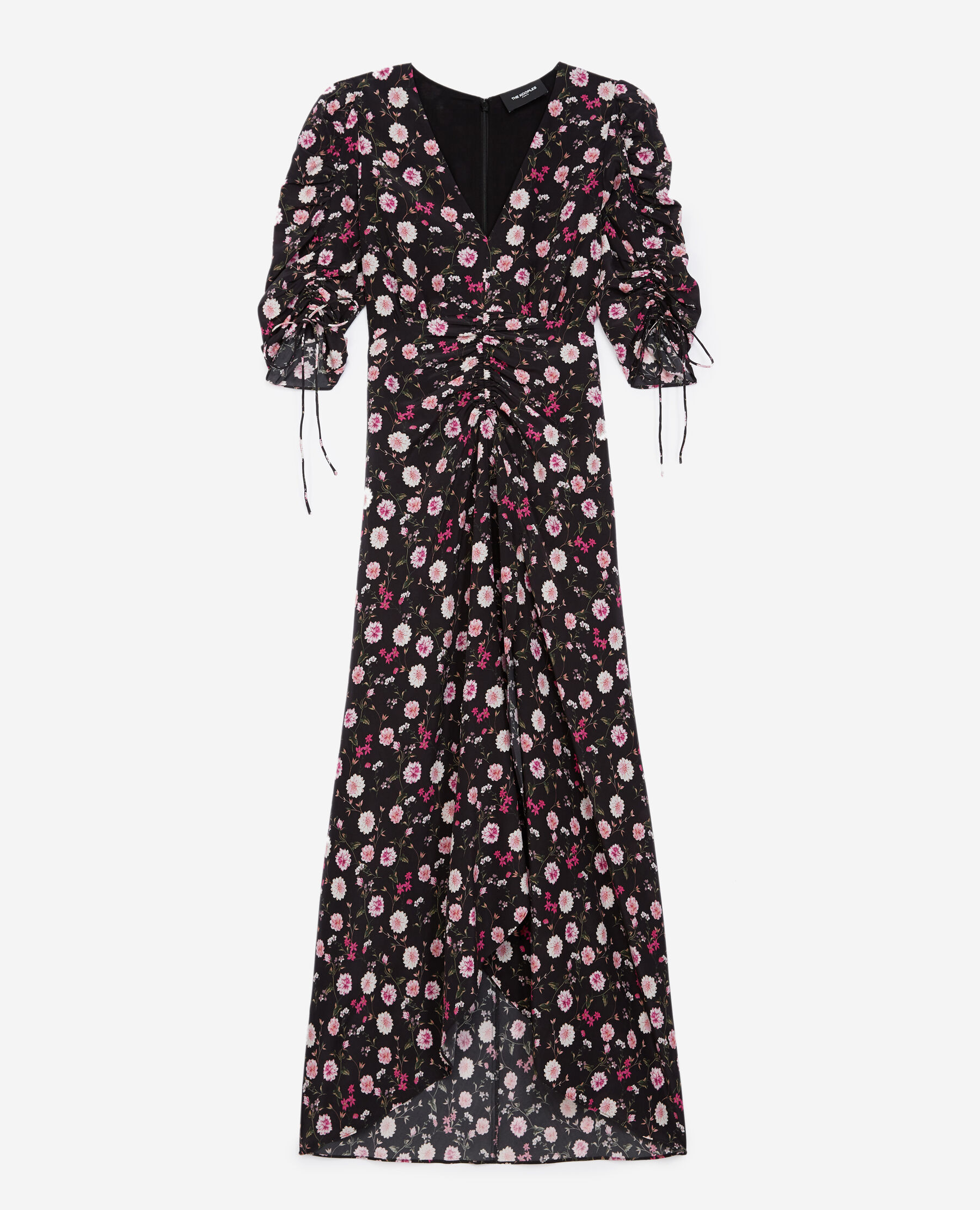 Robe longue noire et rose imprim fleuri The Kooples Suisse