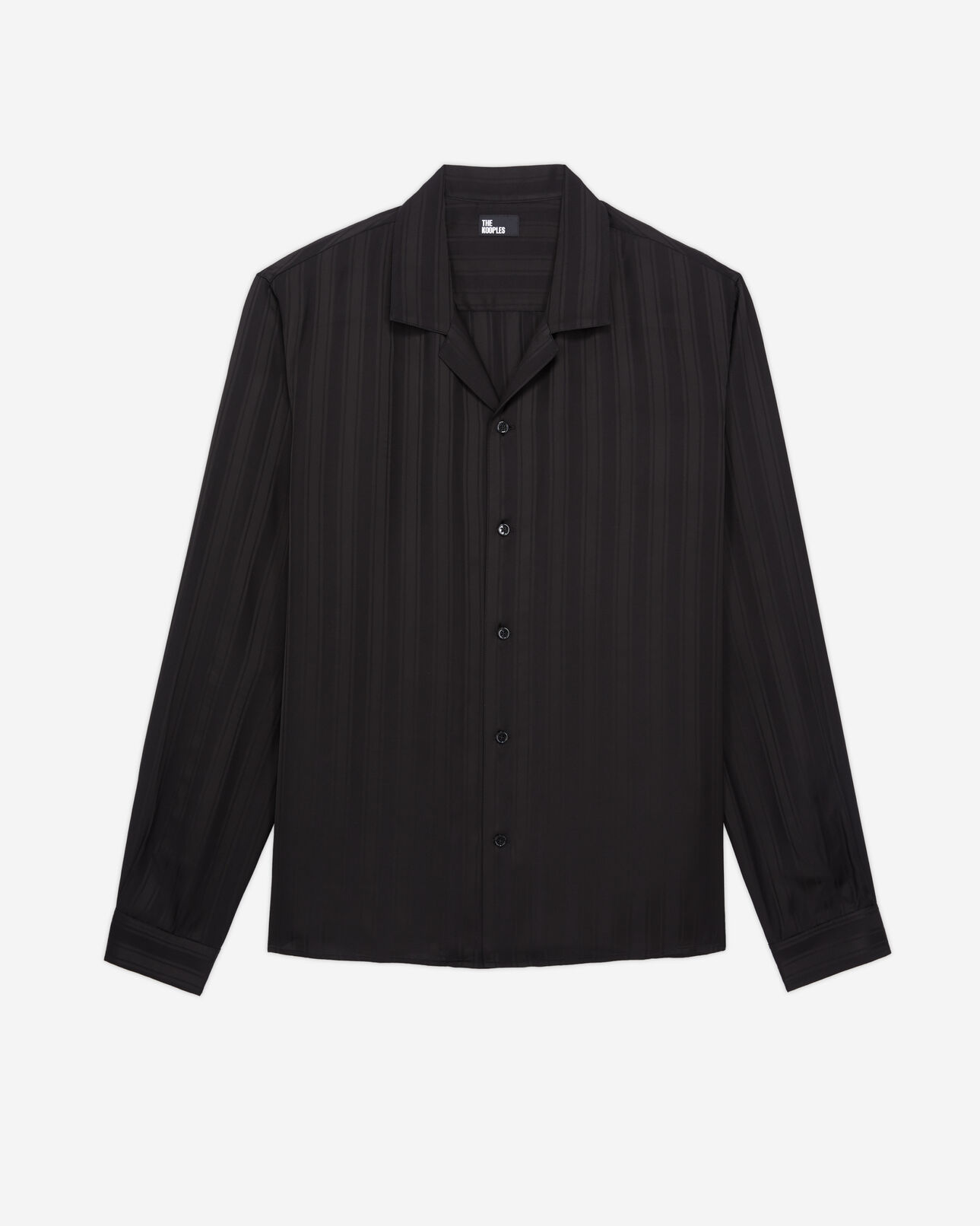 The Kooples HERREN BLACK schwarzes jacquard-hemd mit streifen