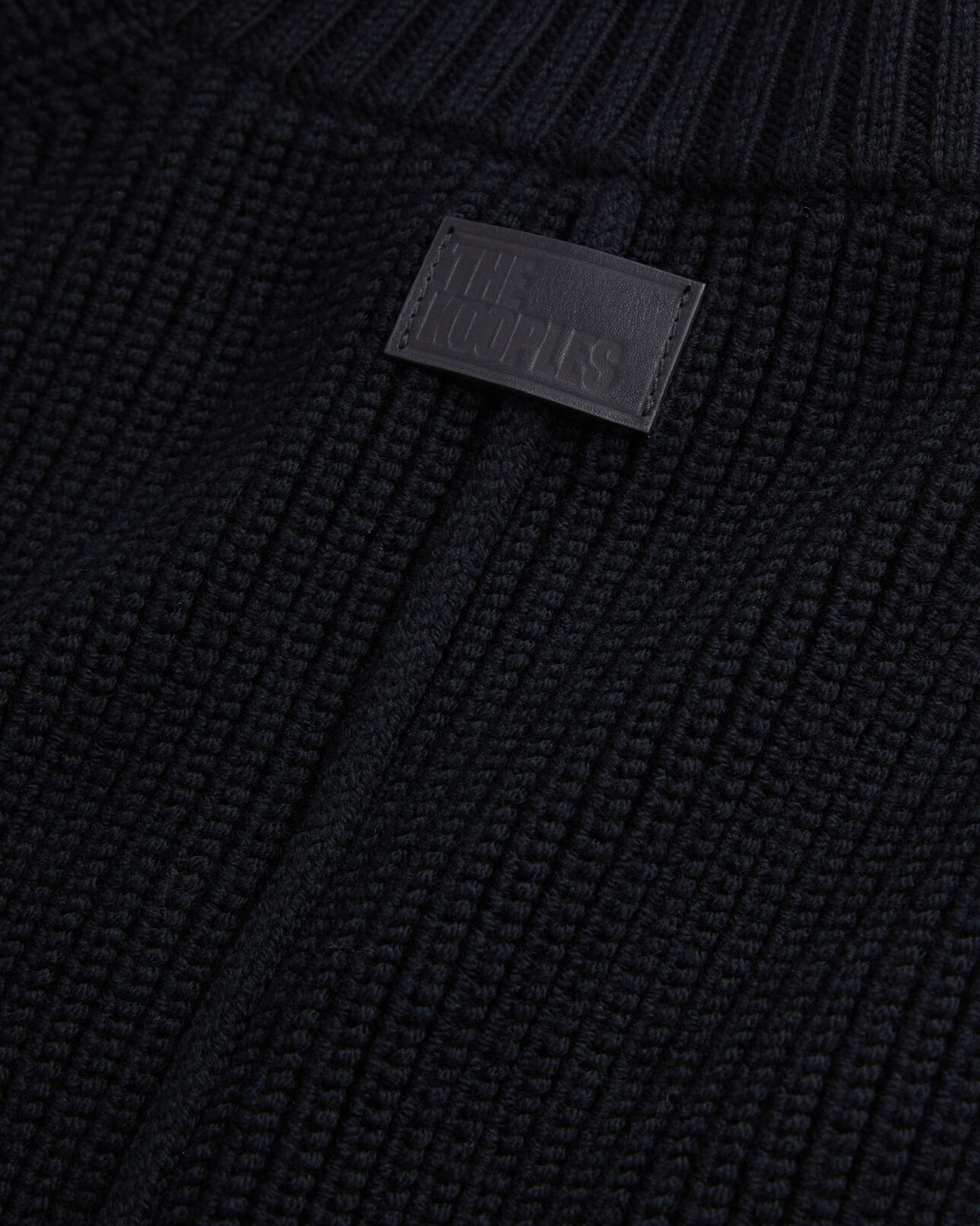The Kooples FEMME BLACK col écharpe noir en laine côtelée