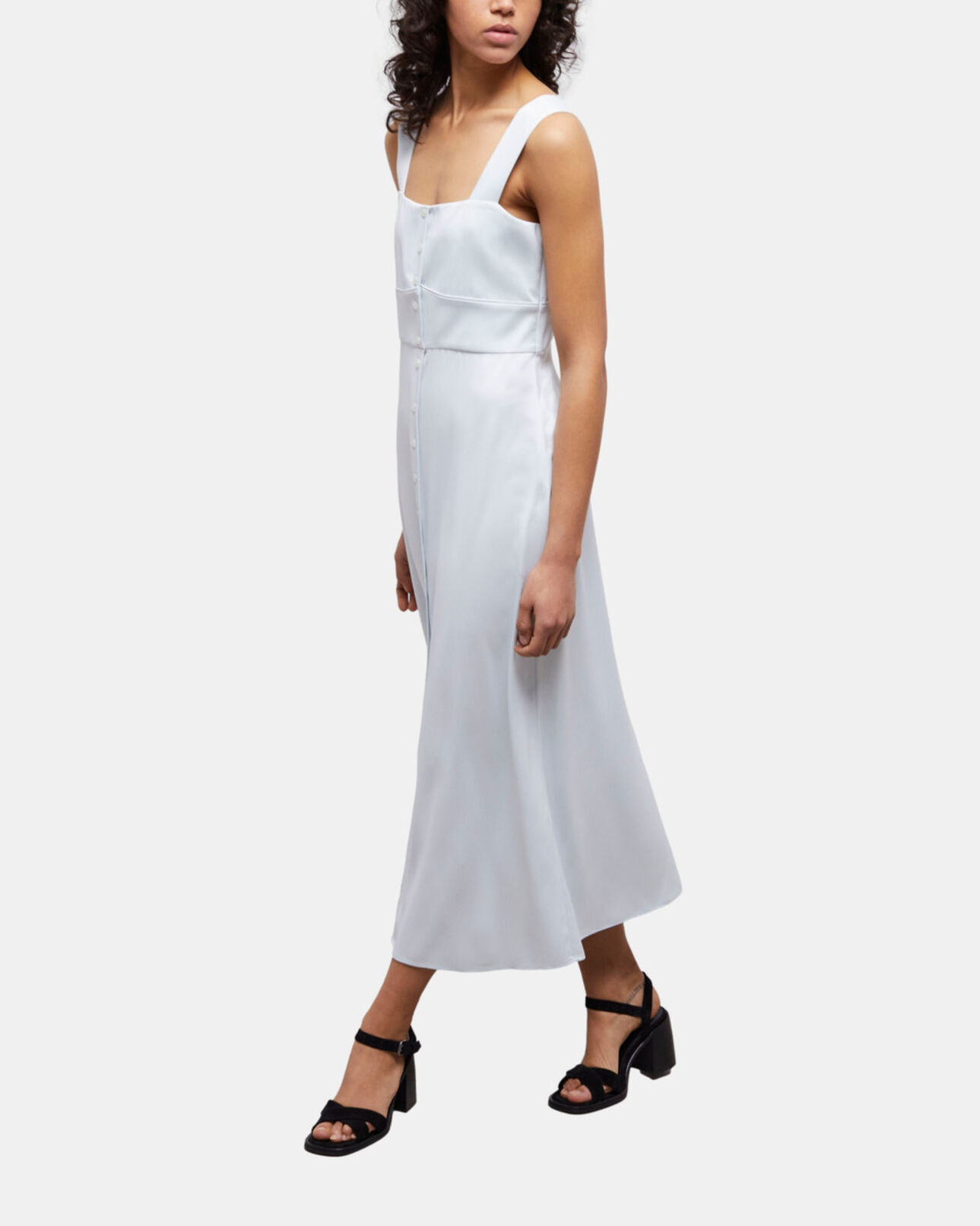 The Kooples WOMEN GREEN WATER long light green dress with buttoning