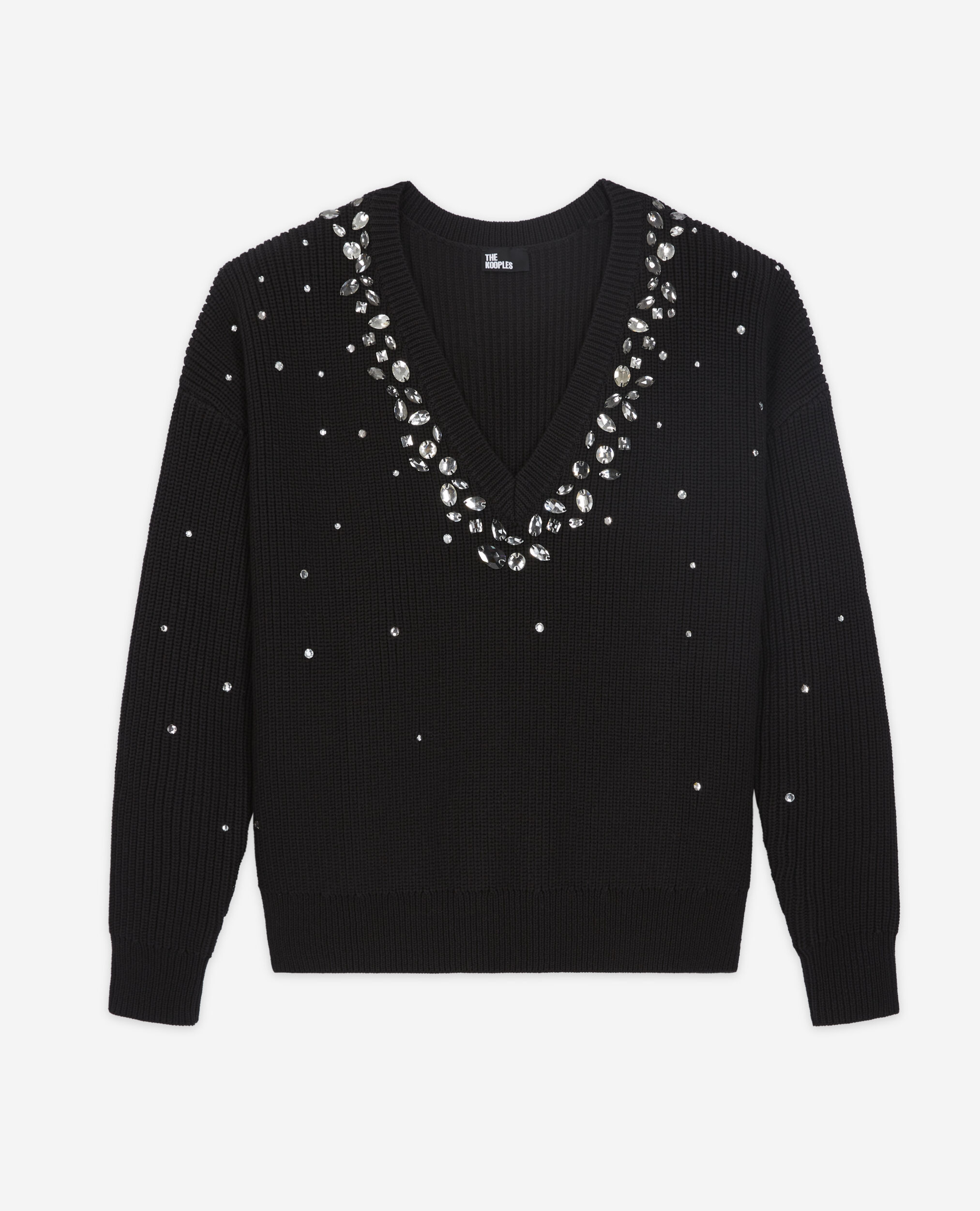 Pull en laine détails pierres noir, BLACK, hi-res image number null