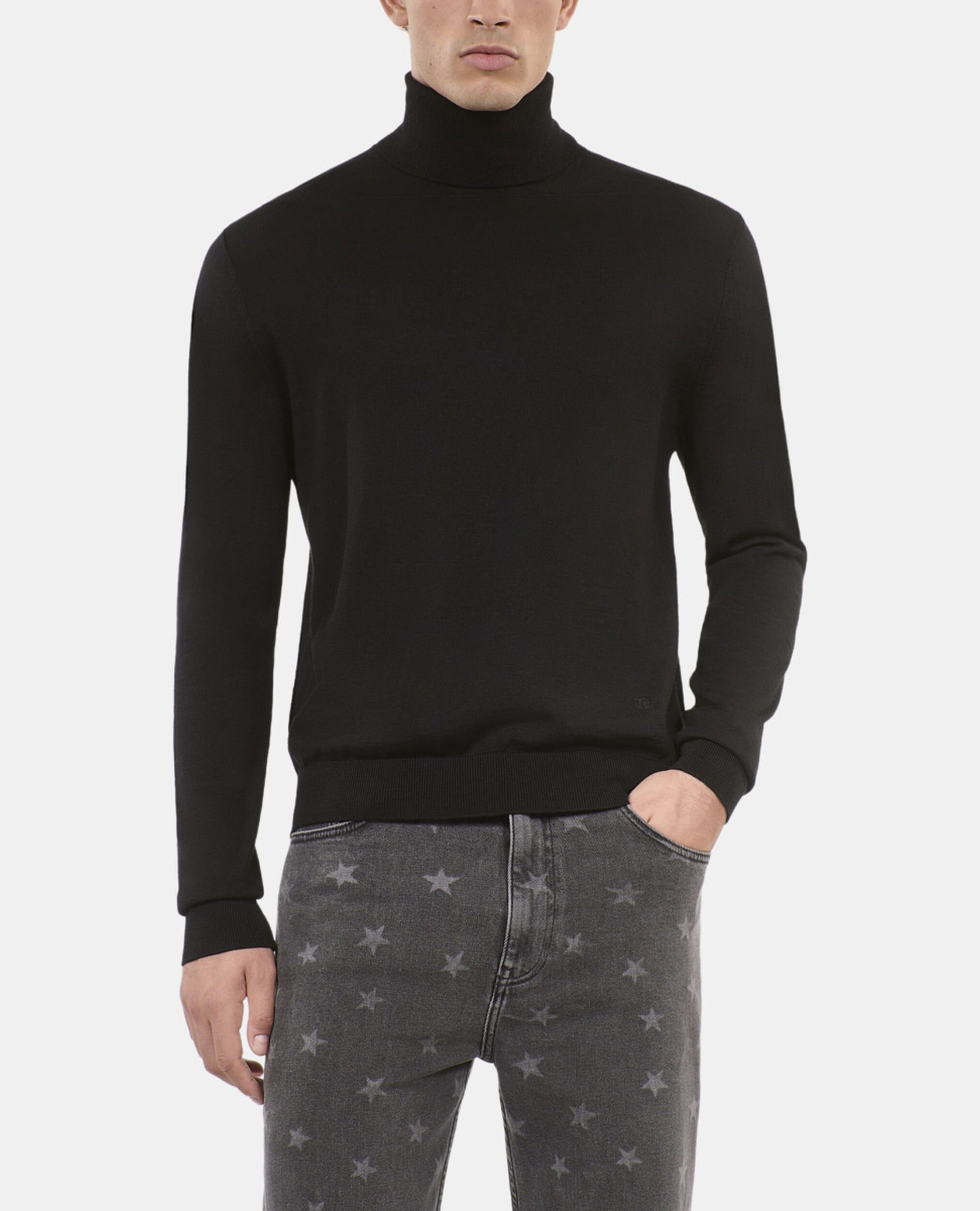 Black wool sweater, BLACK, hi-res image number null
