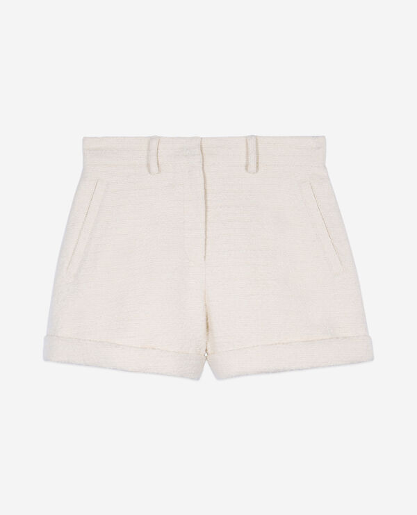 pantalones cortos blanco crudo tweed