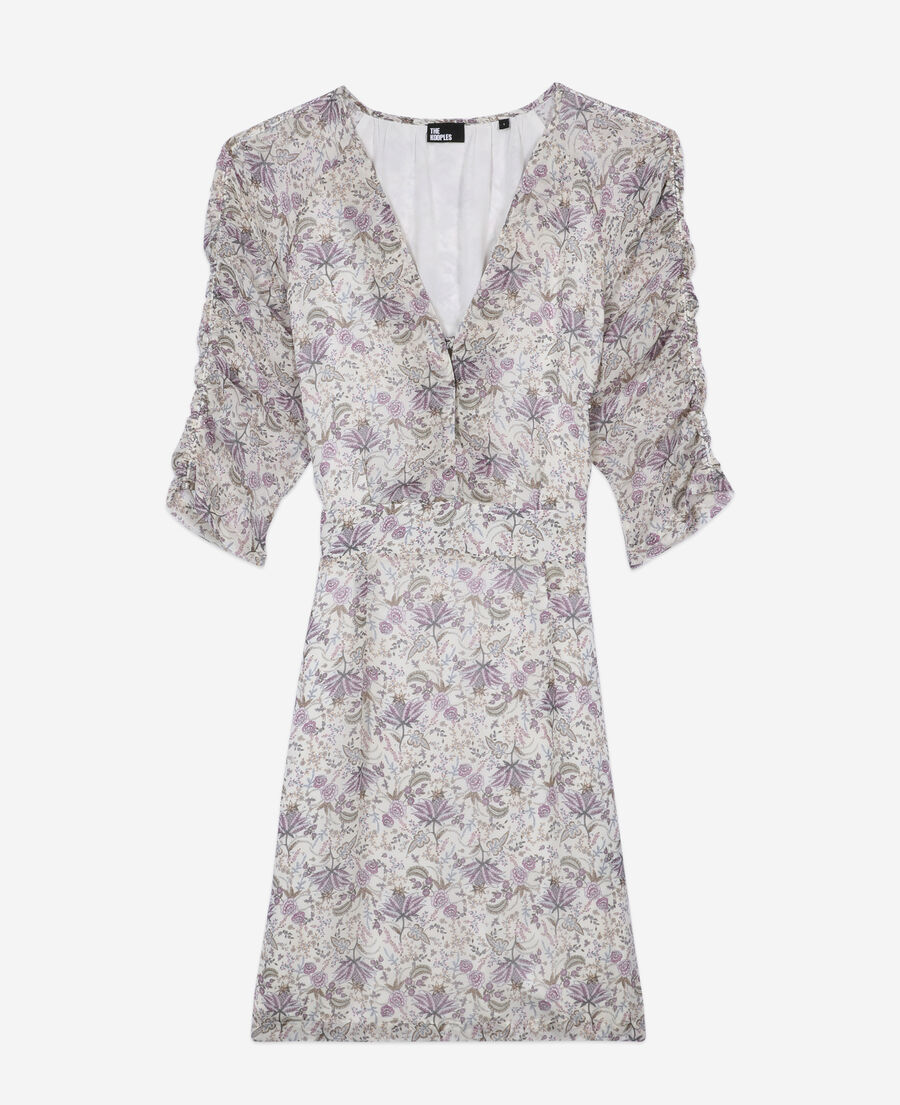 The Kooples F ECRU/MAUVE CHALK short printed dress with lacing