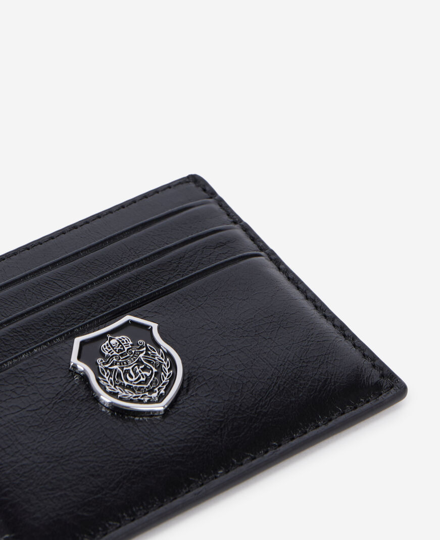 The Kooples MIXTE BLACK porte cartes blason en cuir noir