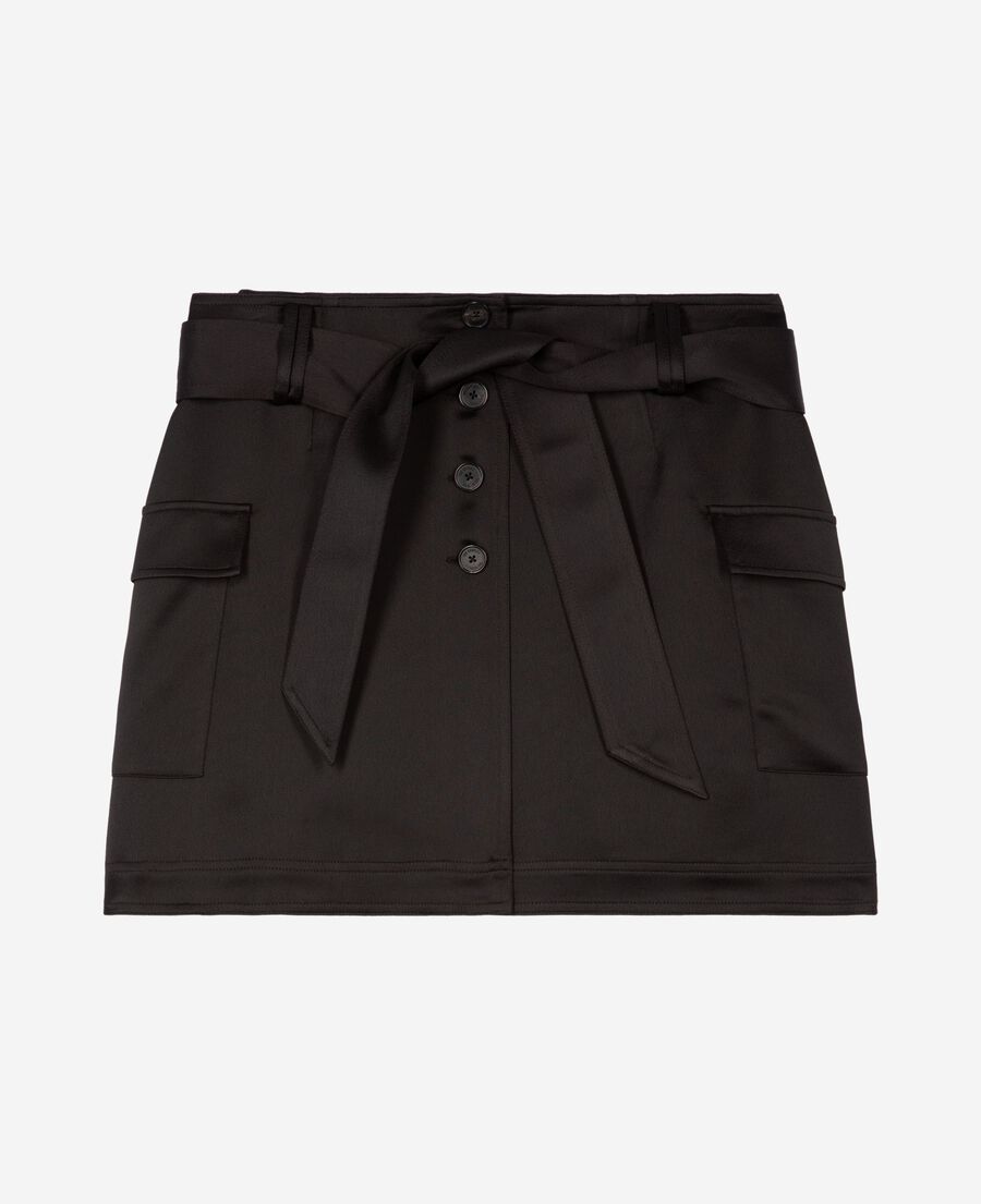 The Kooples F BLACK short black satin skirt