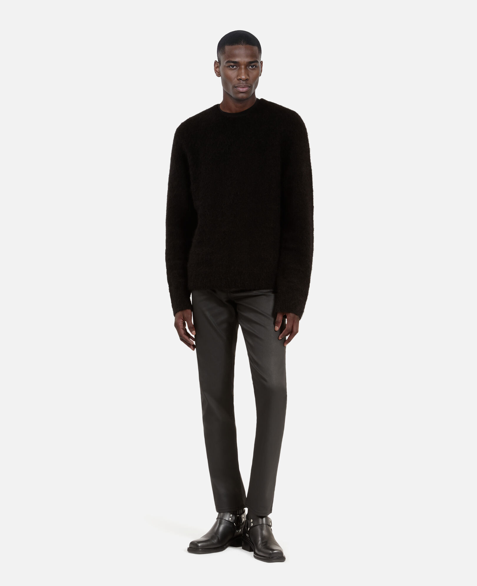 The Kooples MEN BLACK STONE black wool and mohair sweater