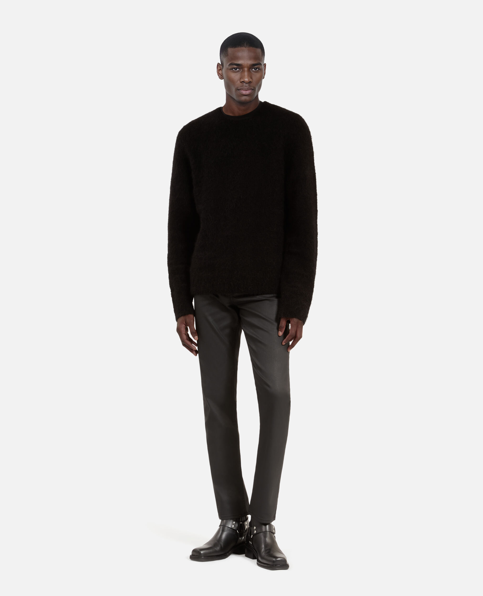 Black wool and mohair sweater, BLACK STONE, hi-res image number null