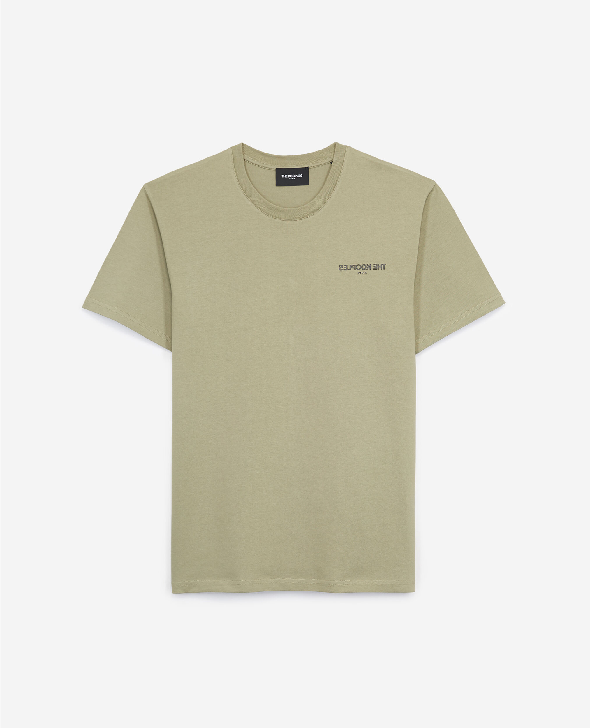 Khaki cotton T-shirt w/inverted Kooples logo, KAKI, hi-res image number null
